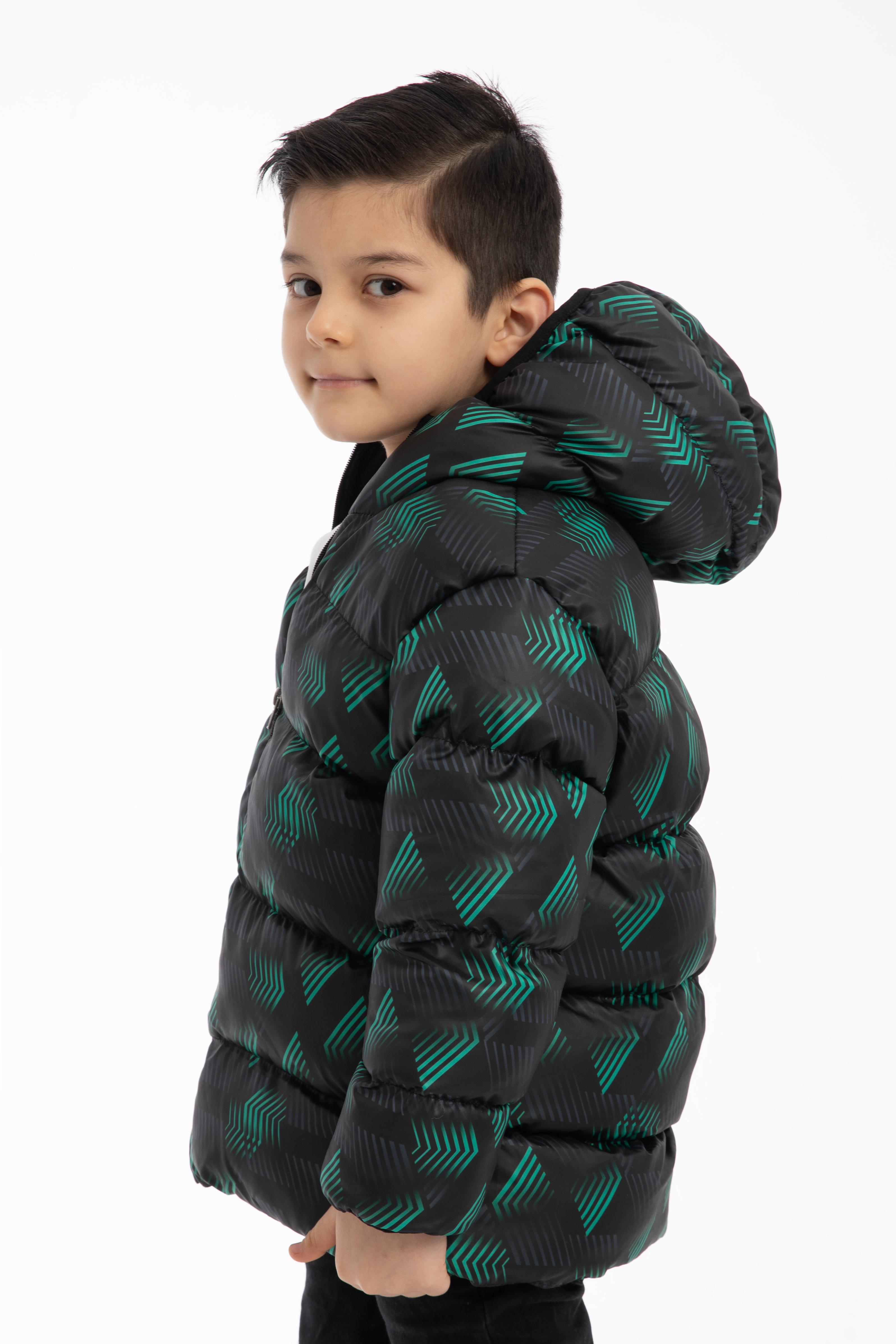 Kinder Winterjacke Schwarz Grün