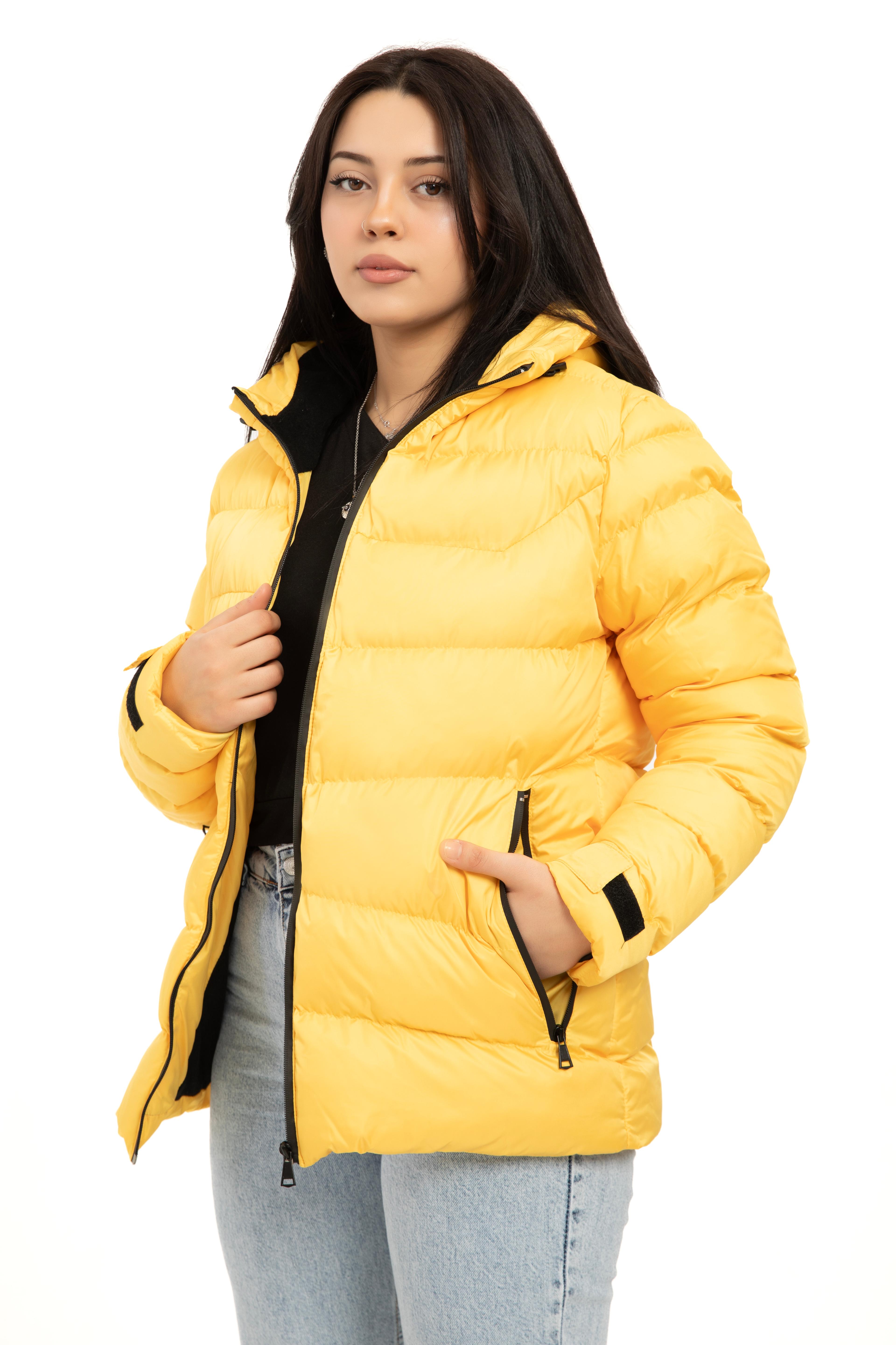 Damen Pufferjacke mit Kapuze - FM500 - Gelb