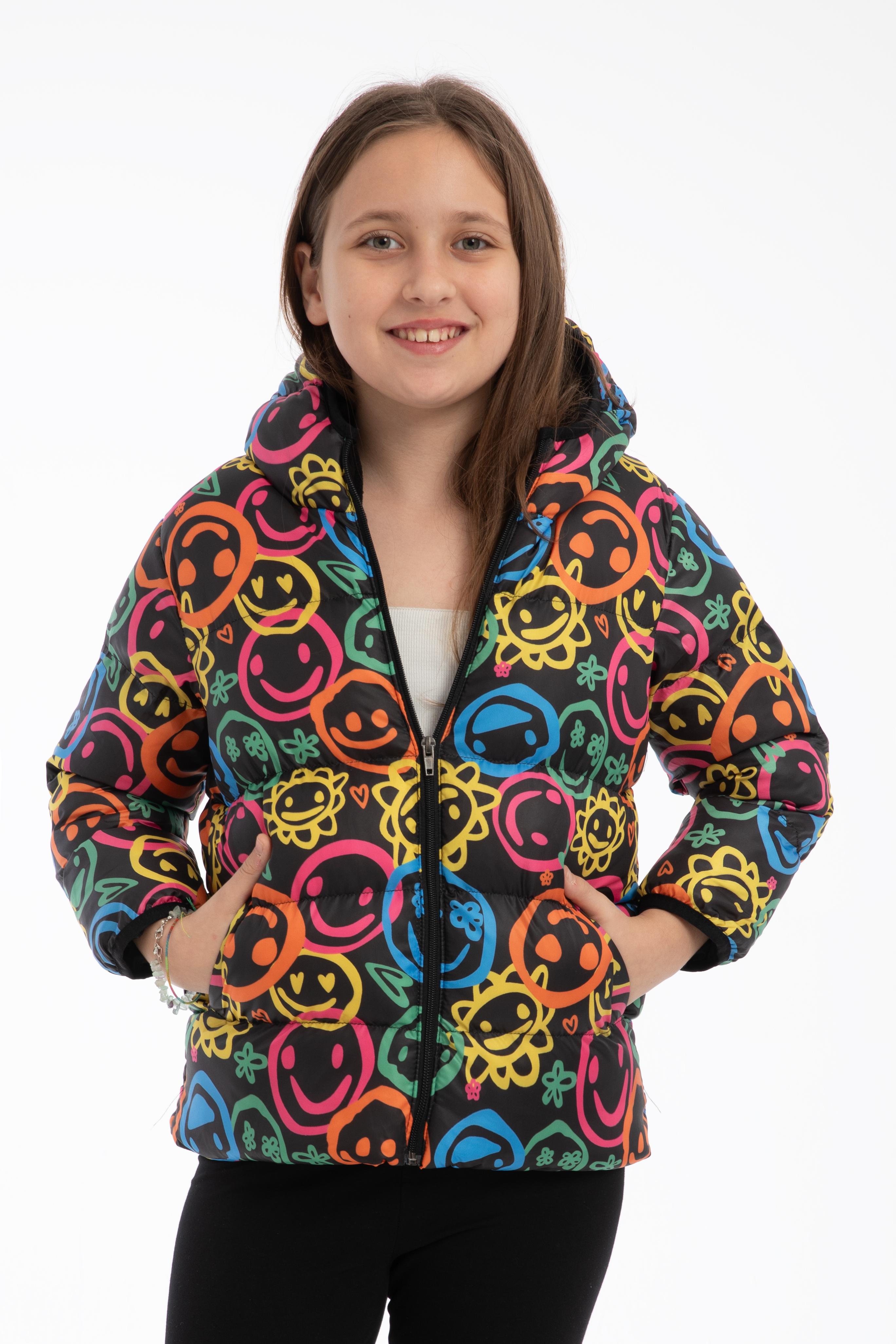 Mädchen Bunte Winterjacke mit Smileys