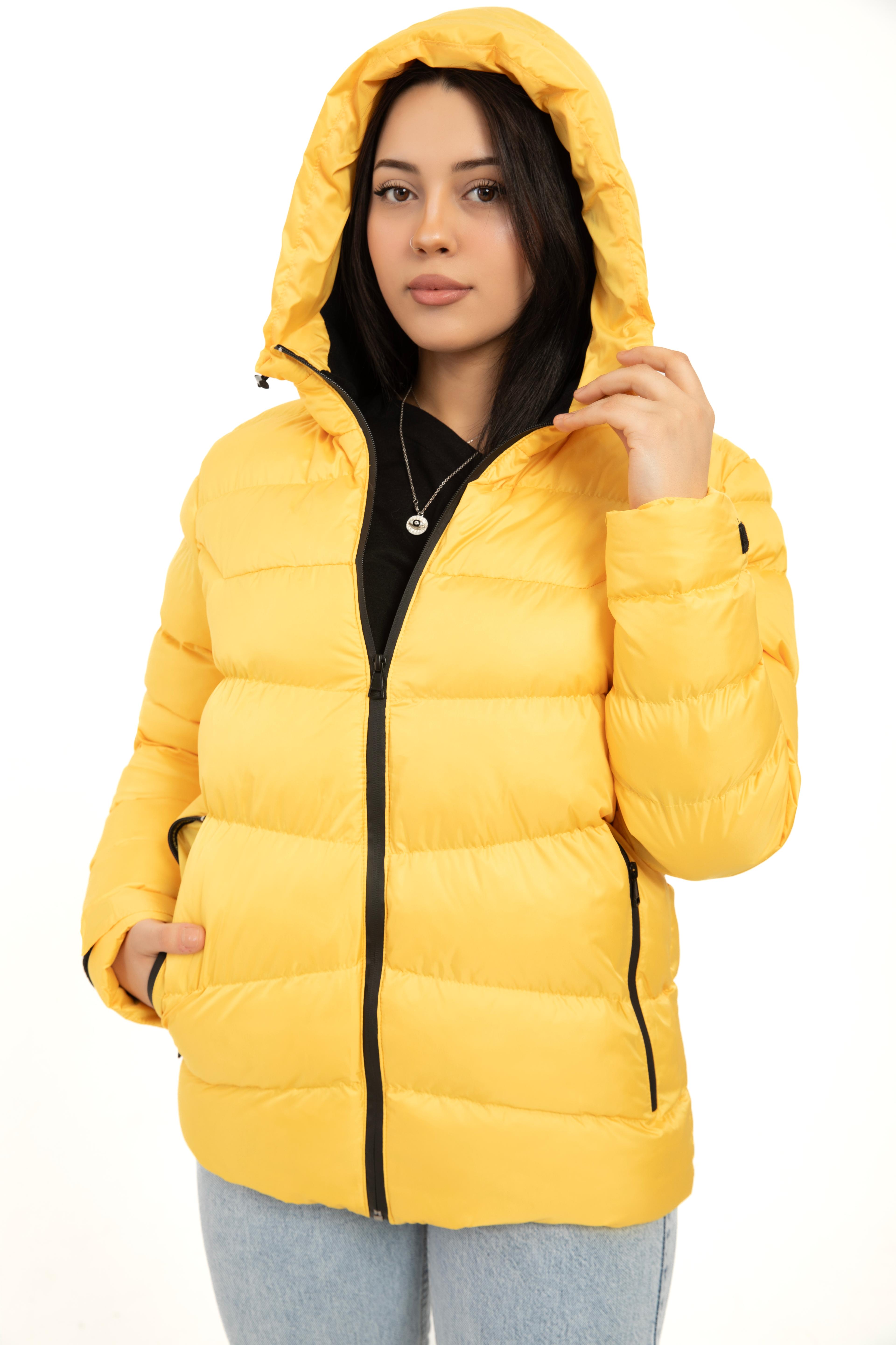 Damen Pufferjacke mit Kapuze - FM500 - Gelb