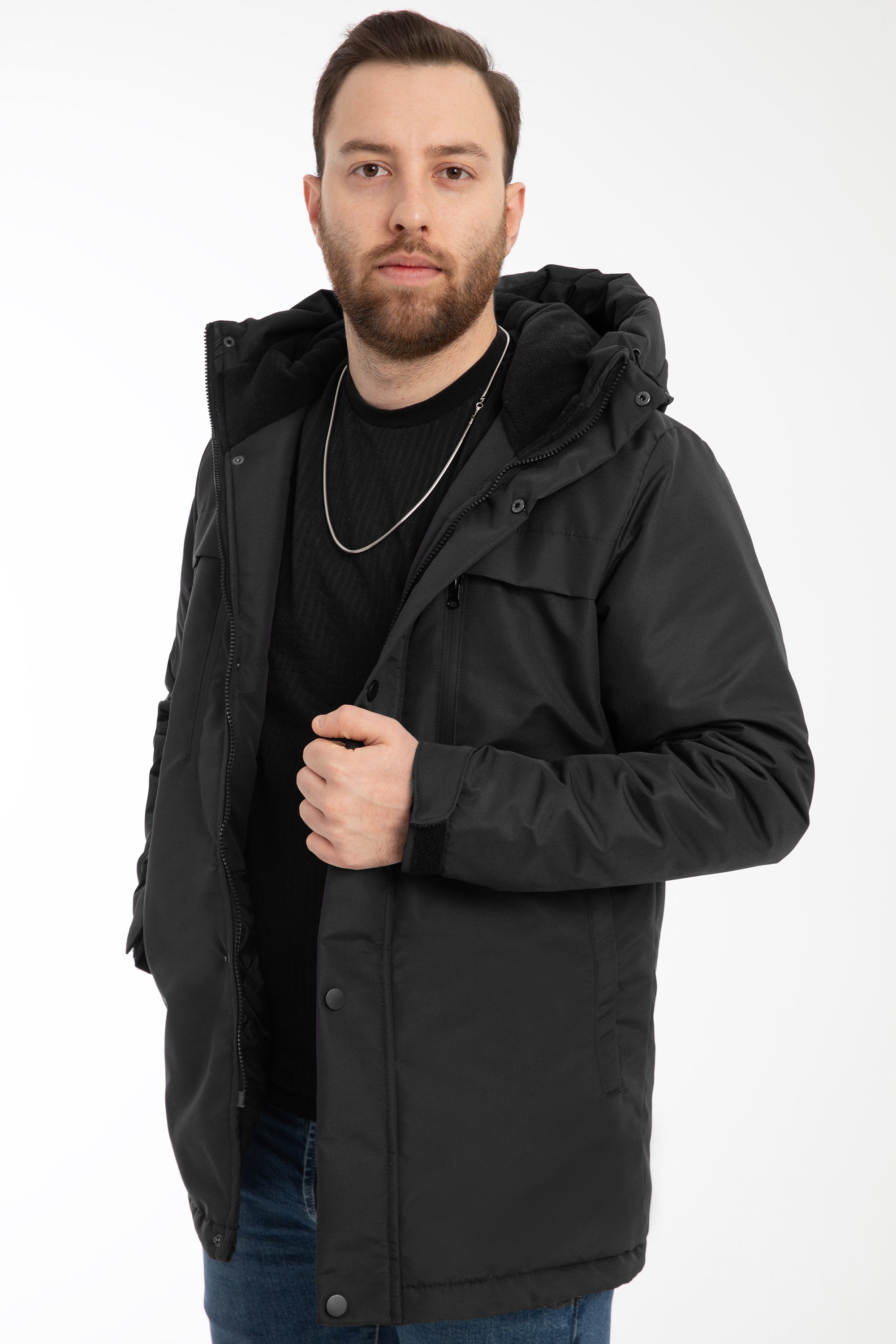 Herren Parka - FMP105  - Schwarz