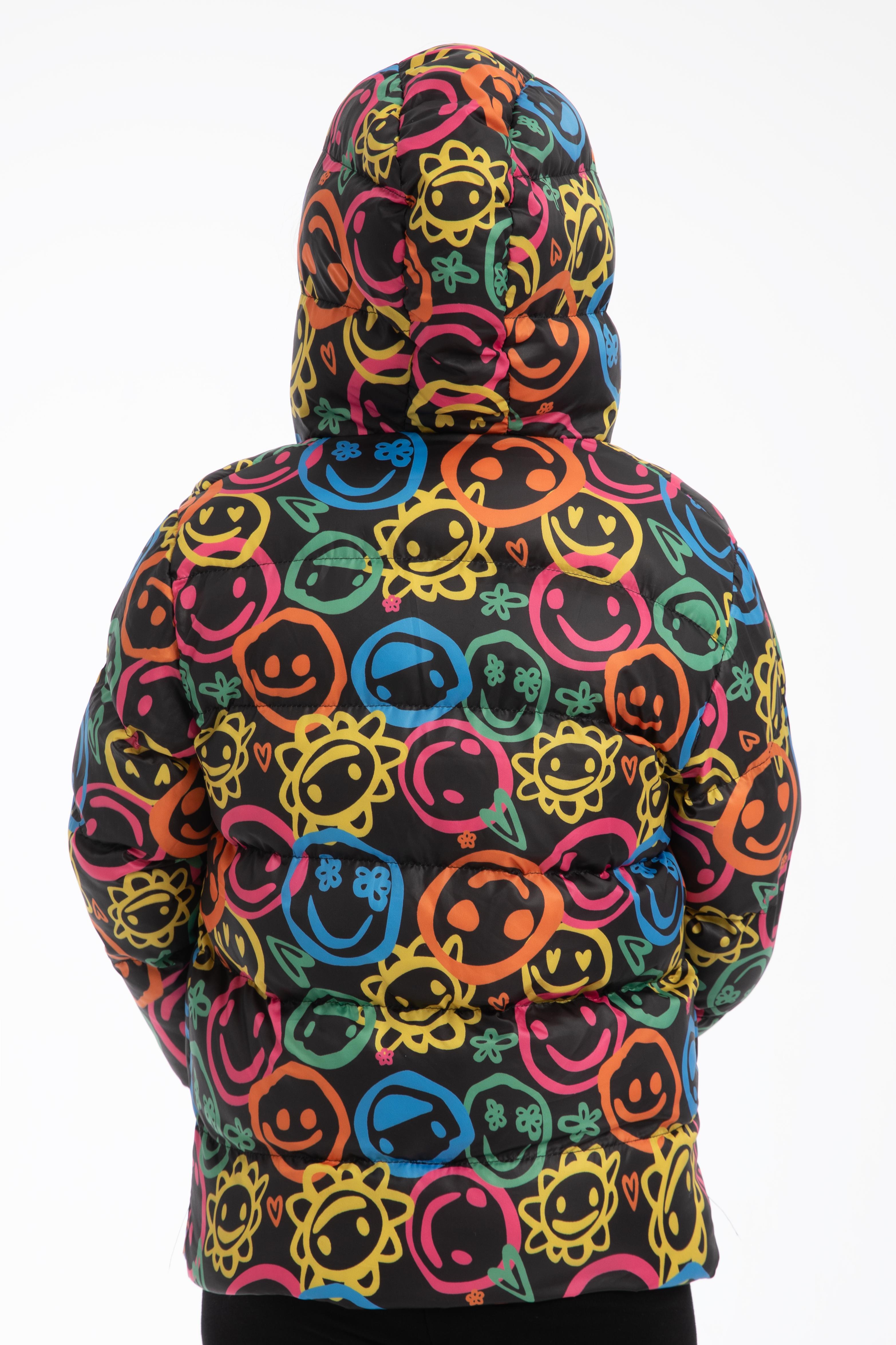 Mädchen Bunte Winterjacke mit Smileys