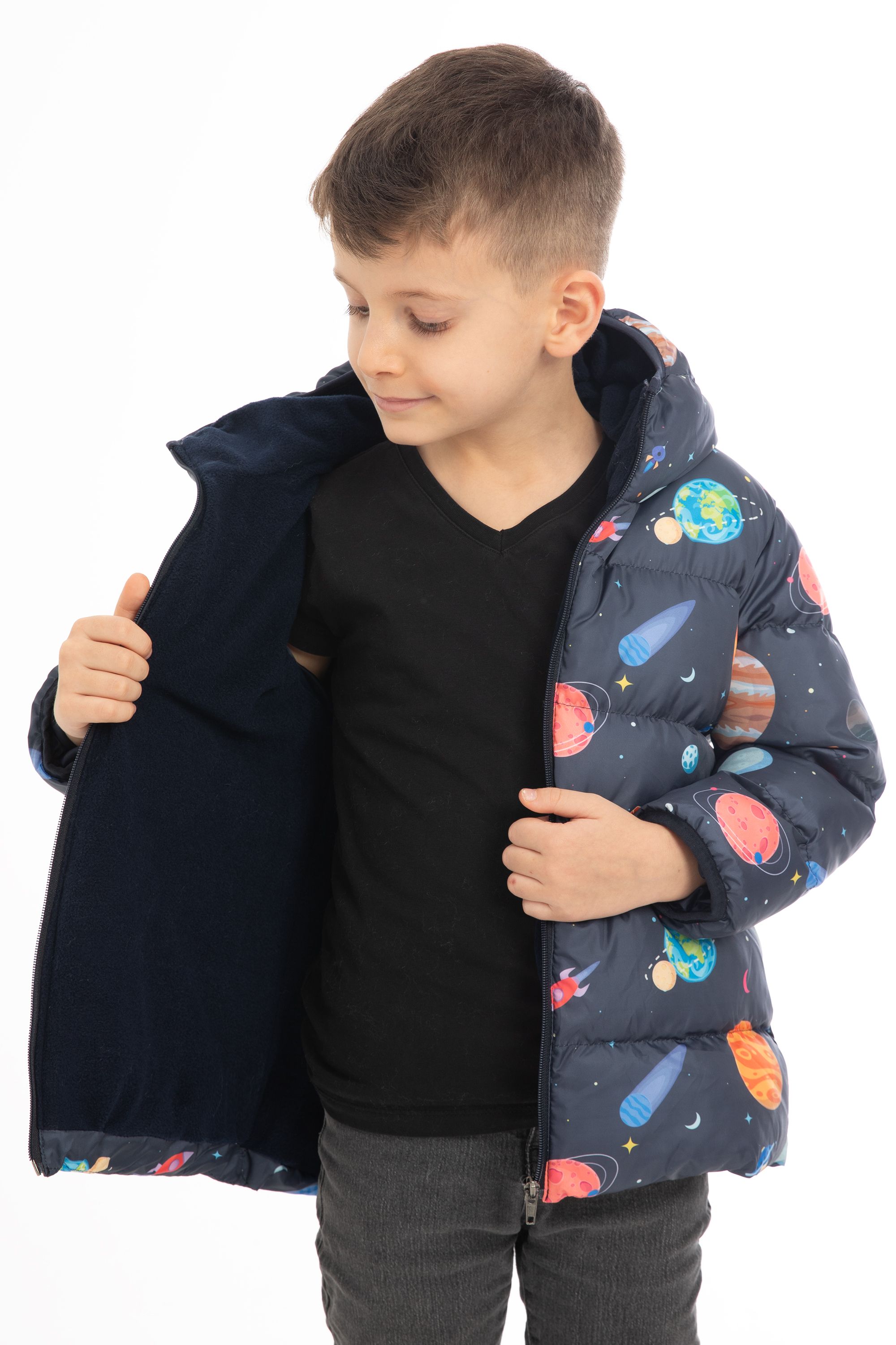 Kinder Winterjacke mit Planeten