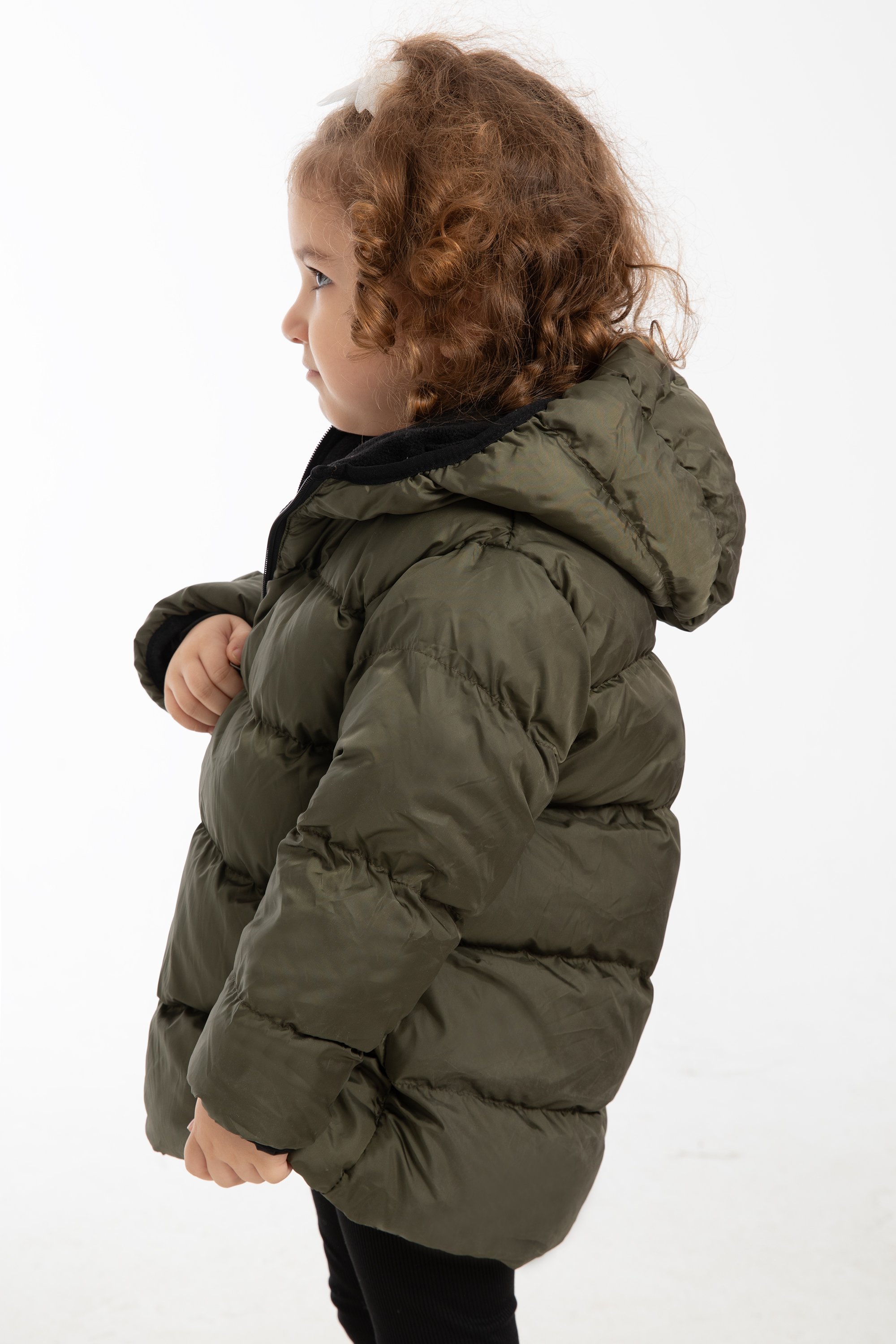 Mädchen Winterjacke mit Kapuze FS3 - Khaki