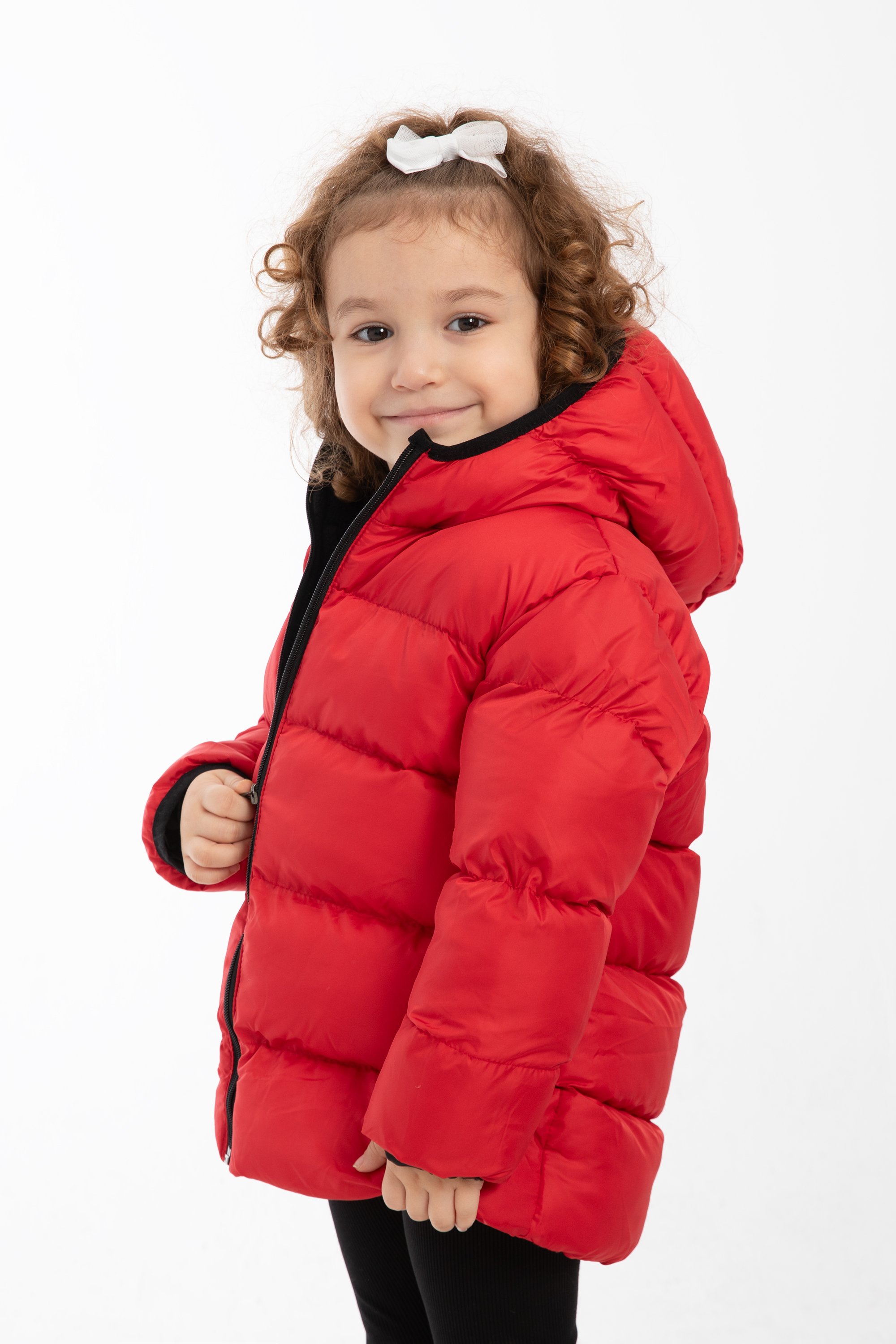 Mädchen Winterjacke mit Kapuze FS3 - Rot