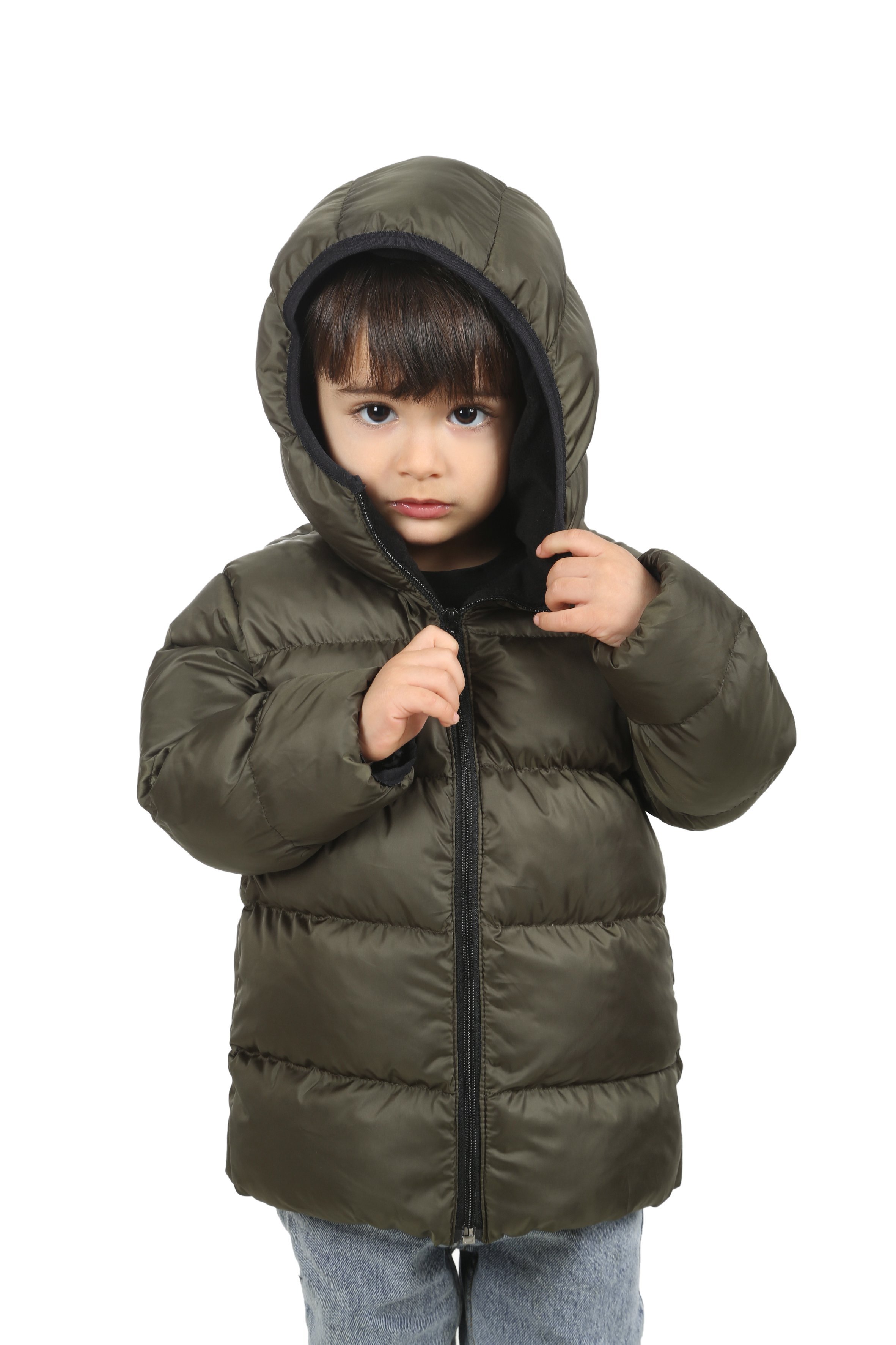 Kinder Winterjacke mit Kapuze - FS3 - Khaki