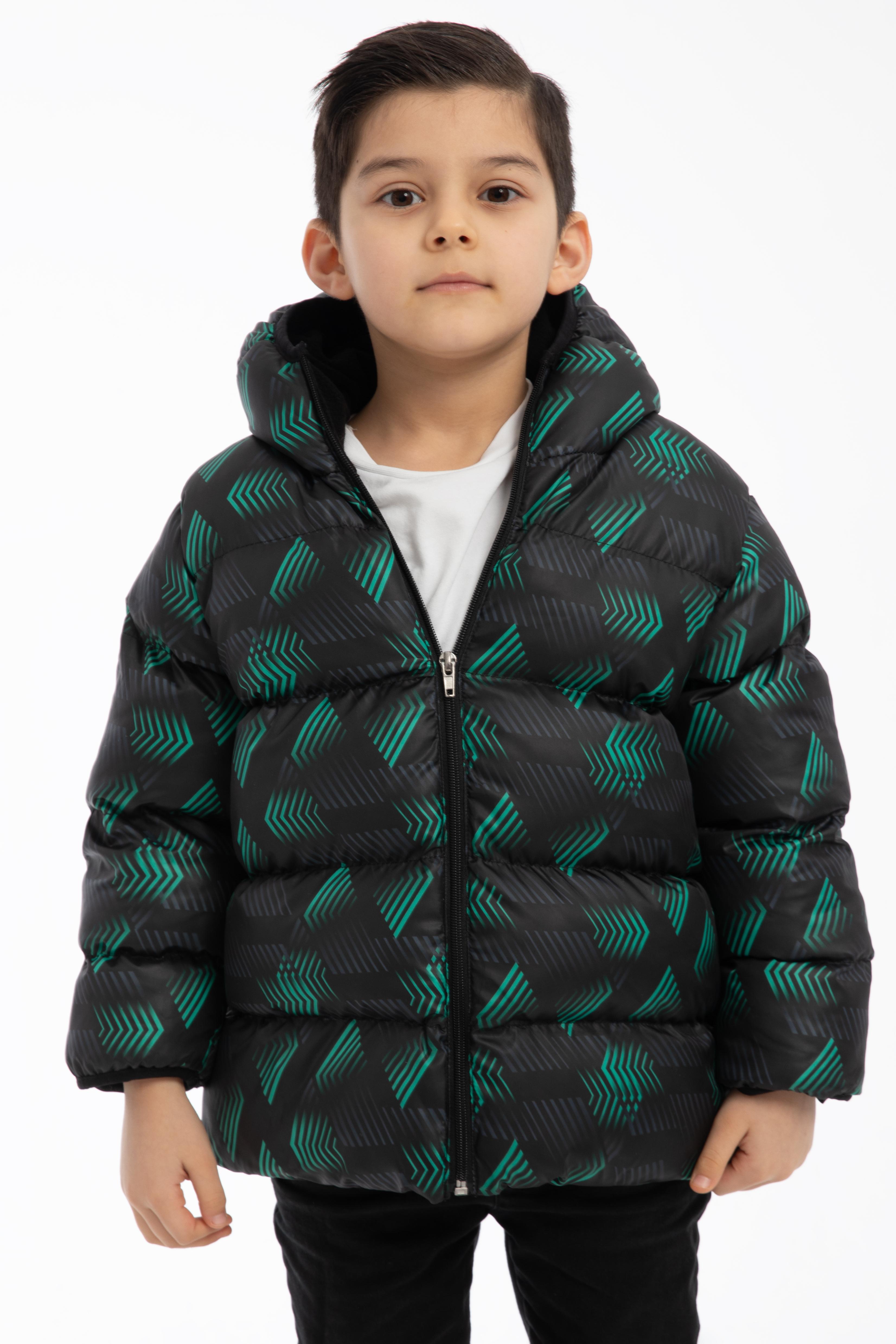 Kinder Winterjacke Schwarz Grün