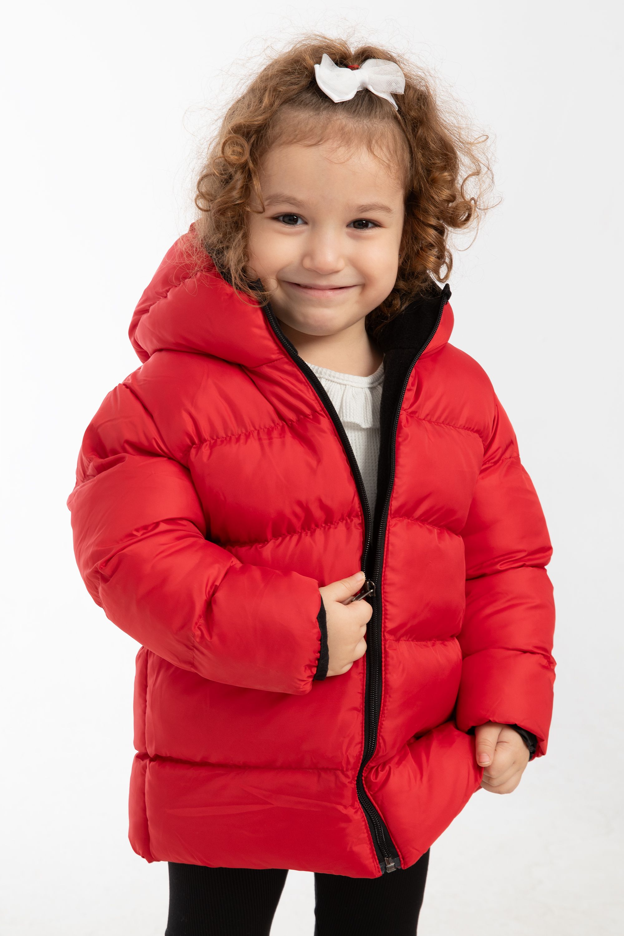 Mädchen Winterjacke mit Kapuze FS3 - Rot