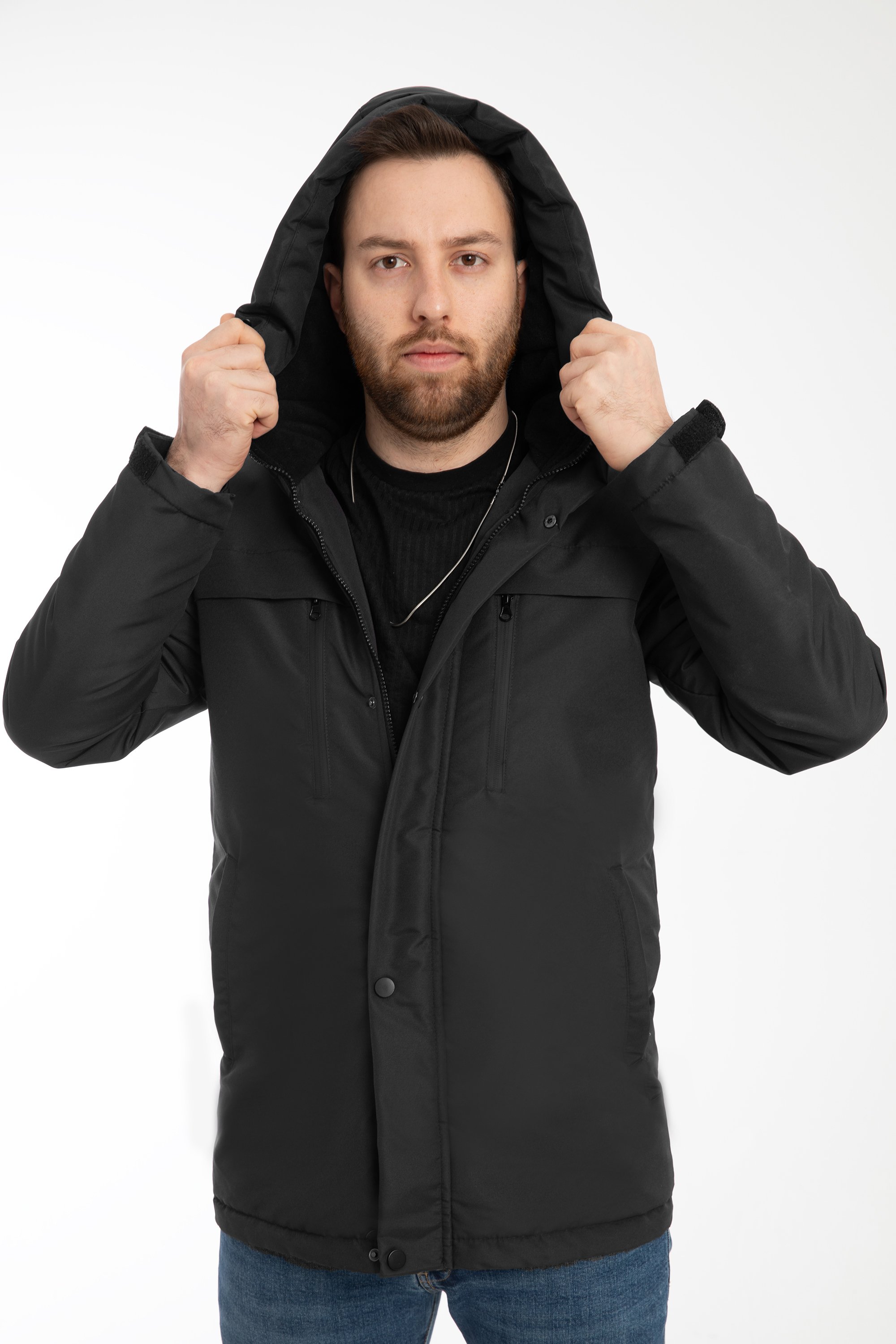 Herren Parka - FMP105  - Schwarz