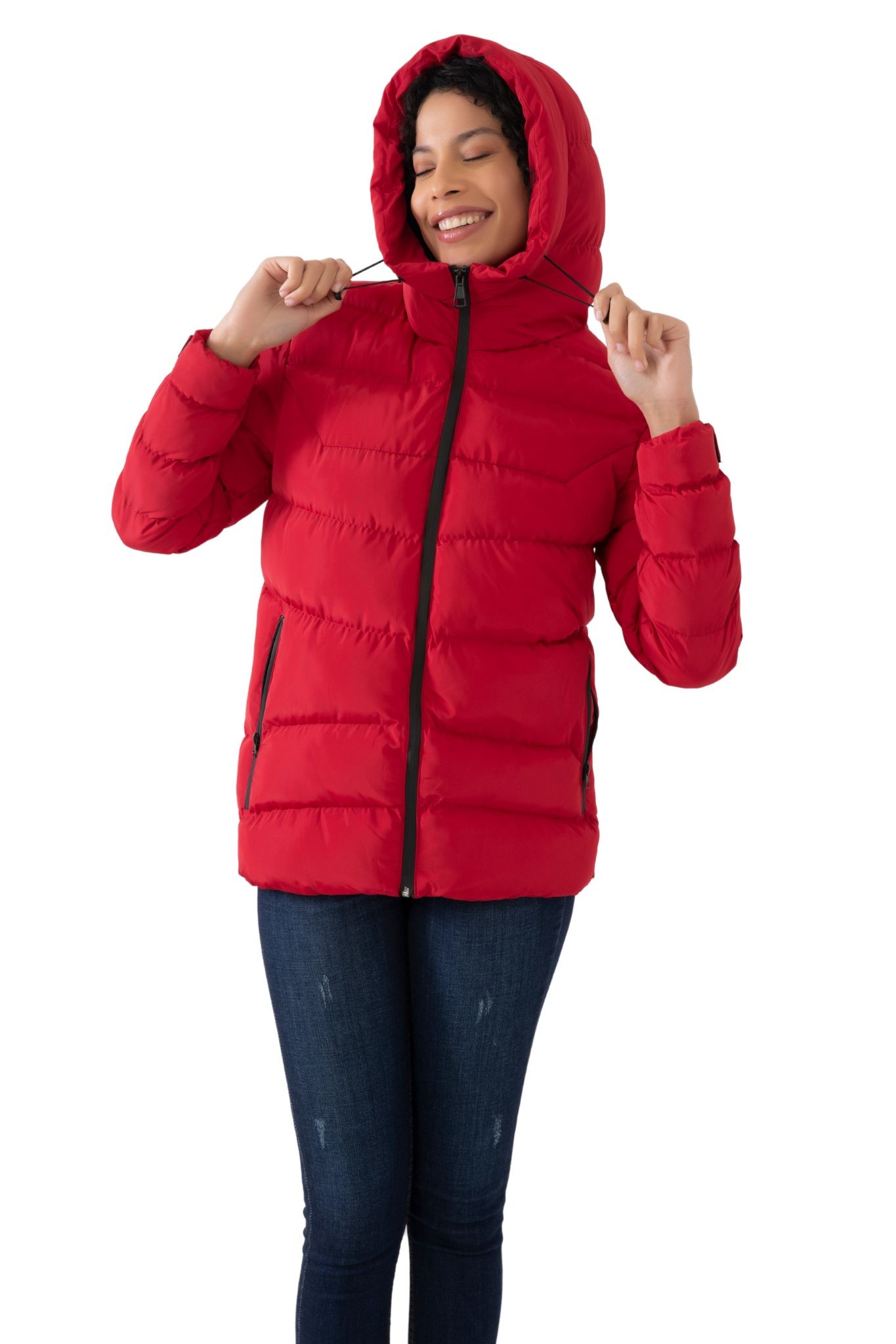 Damen Pufferjacke mit Kapuze - FM500 - Rot