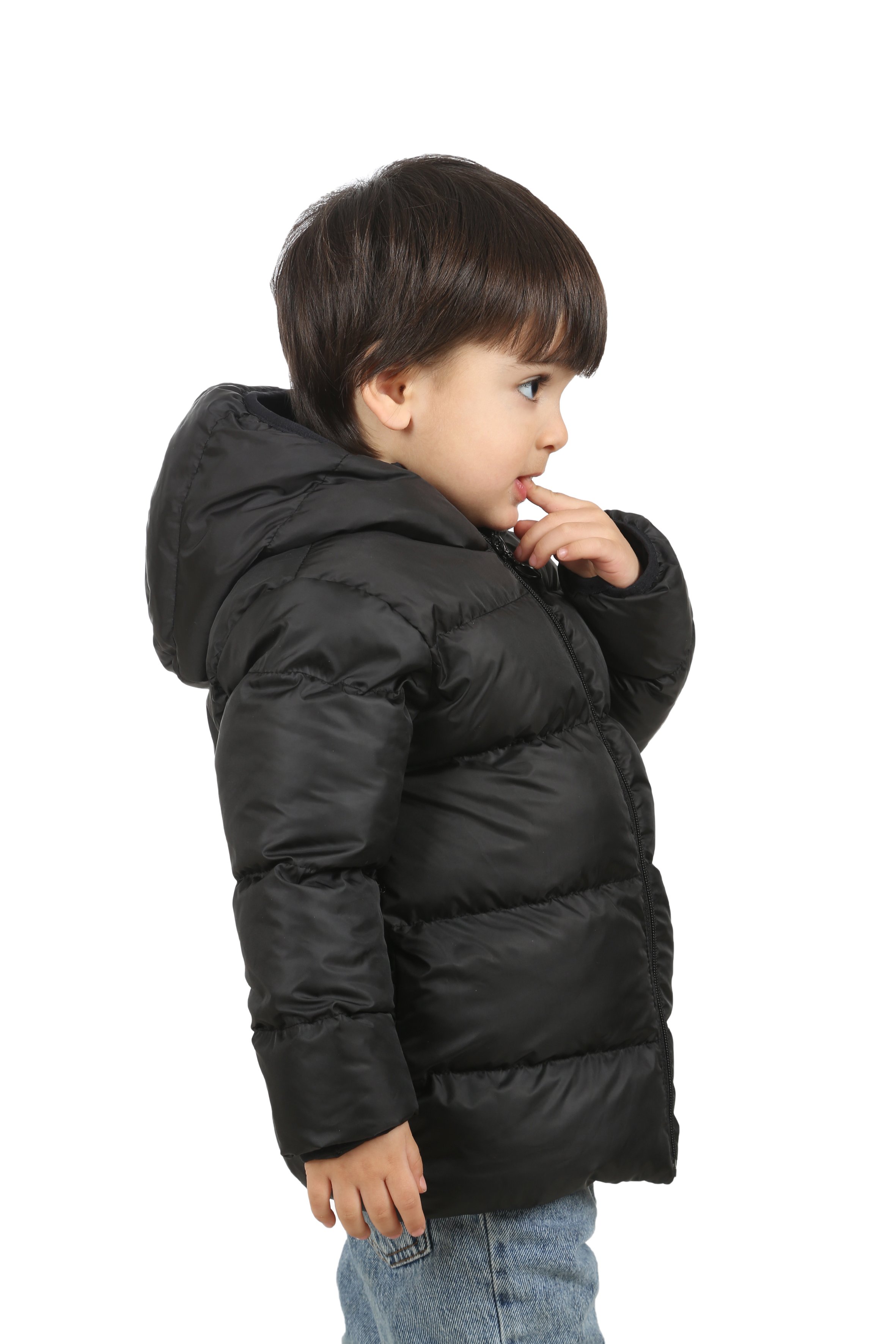 Kinder Winterjacke mit Kapuze - FS3 - Schwarz