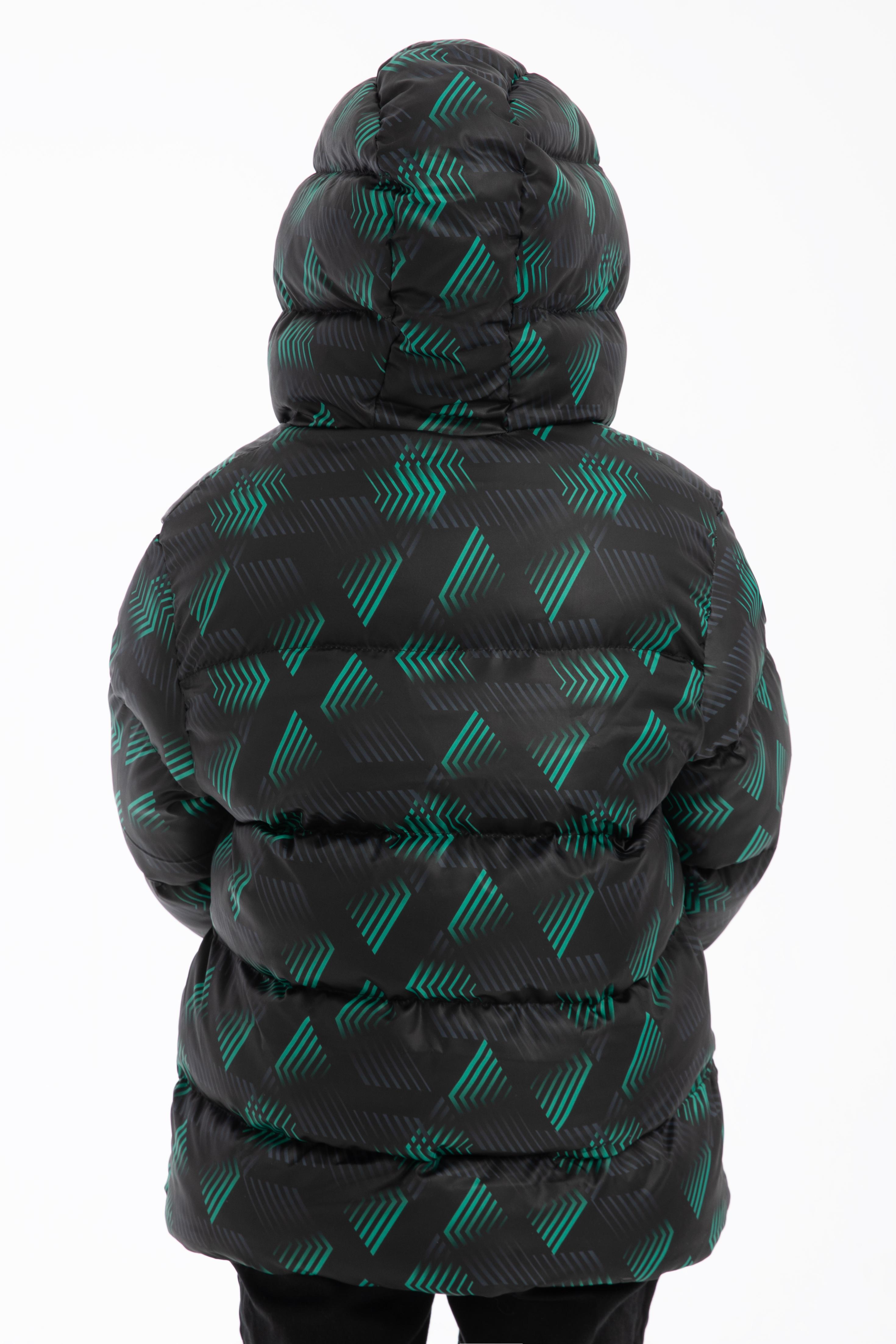 Kinder Winterjacke Schwarz Grün