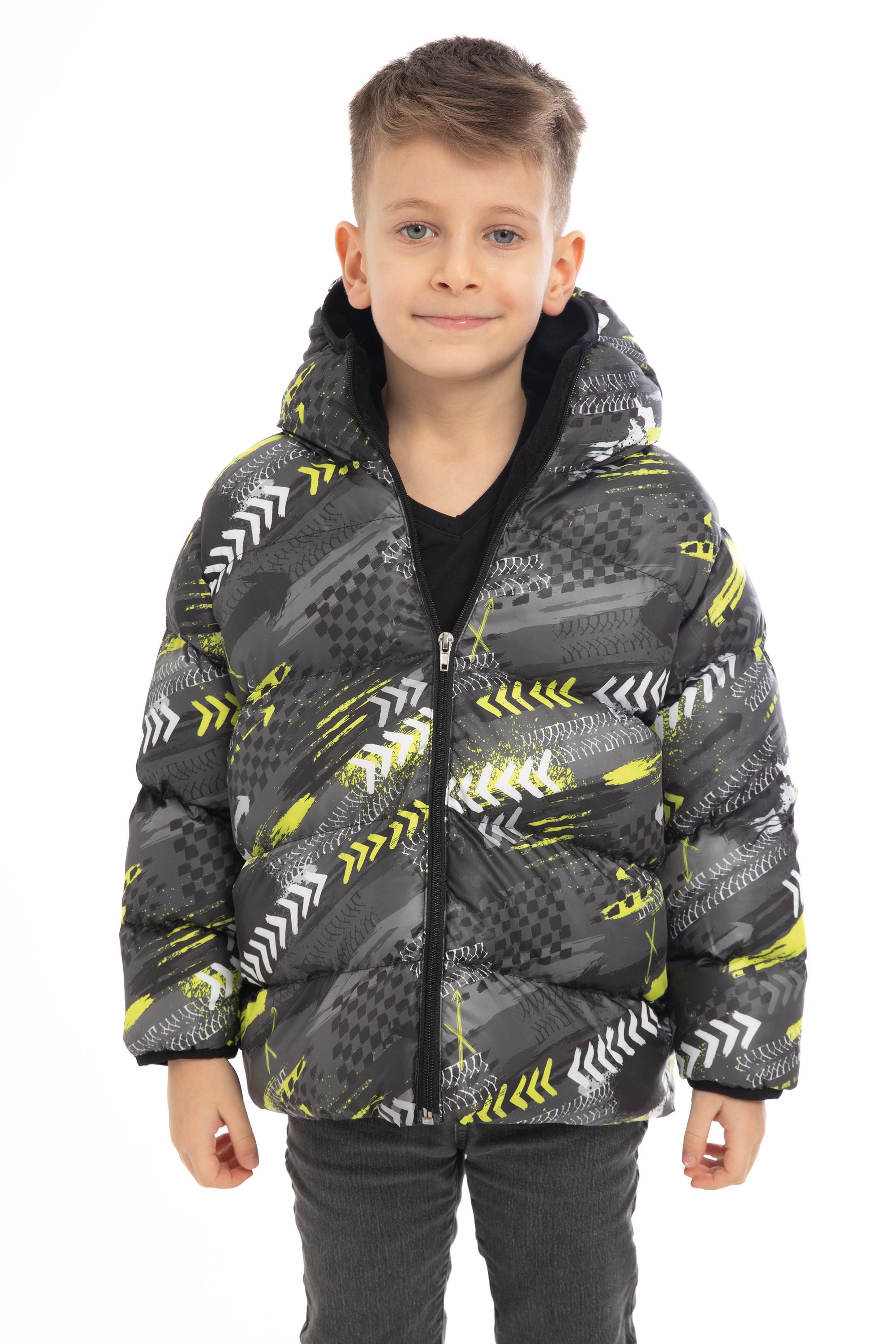 Kinder Winterjacke Grau Gelb