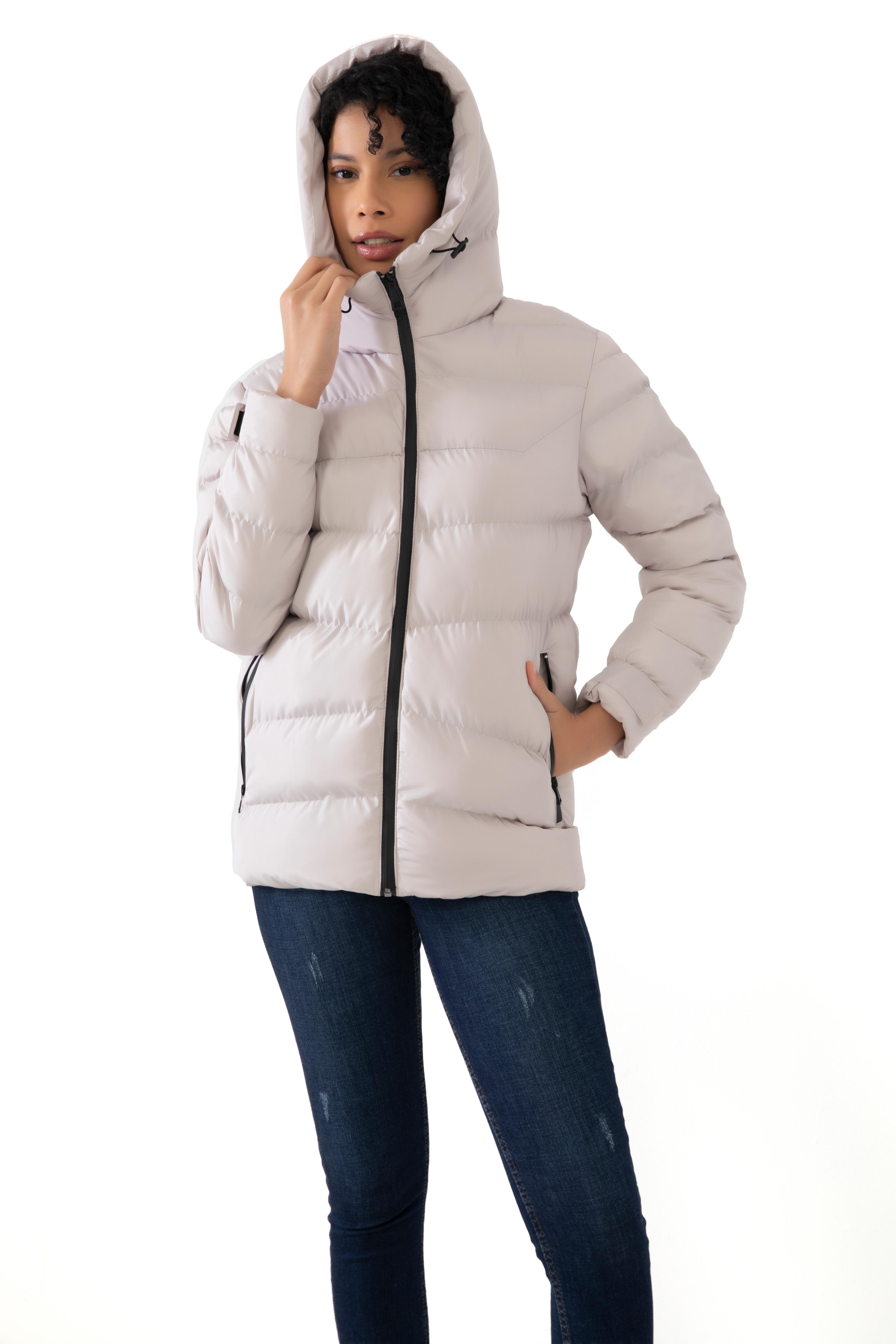 Damen Pufferjacke mit Kapuze - FM500 - Beige