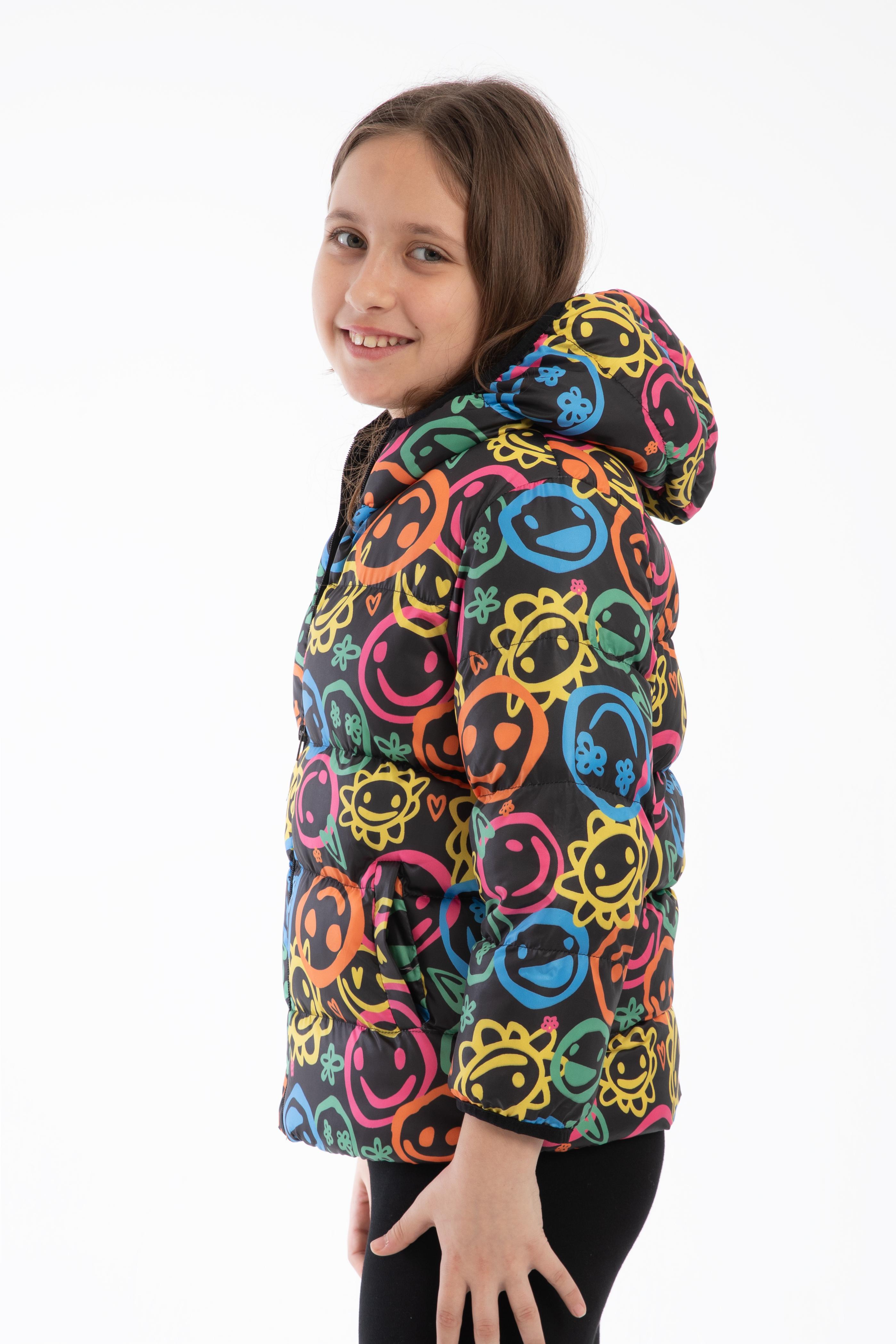 Mädchen Bunte Winterjacke mit Smileys