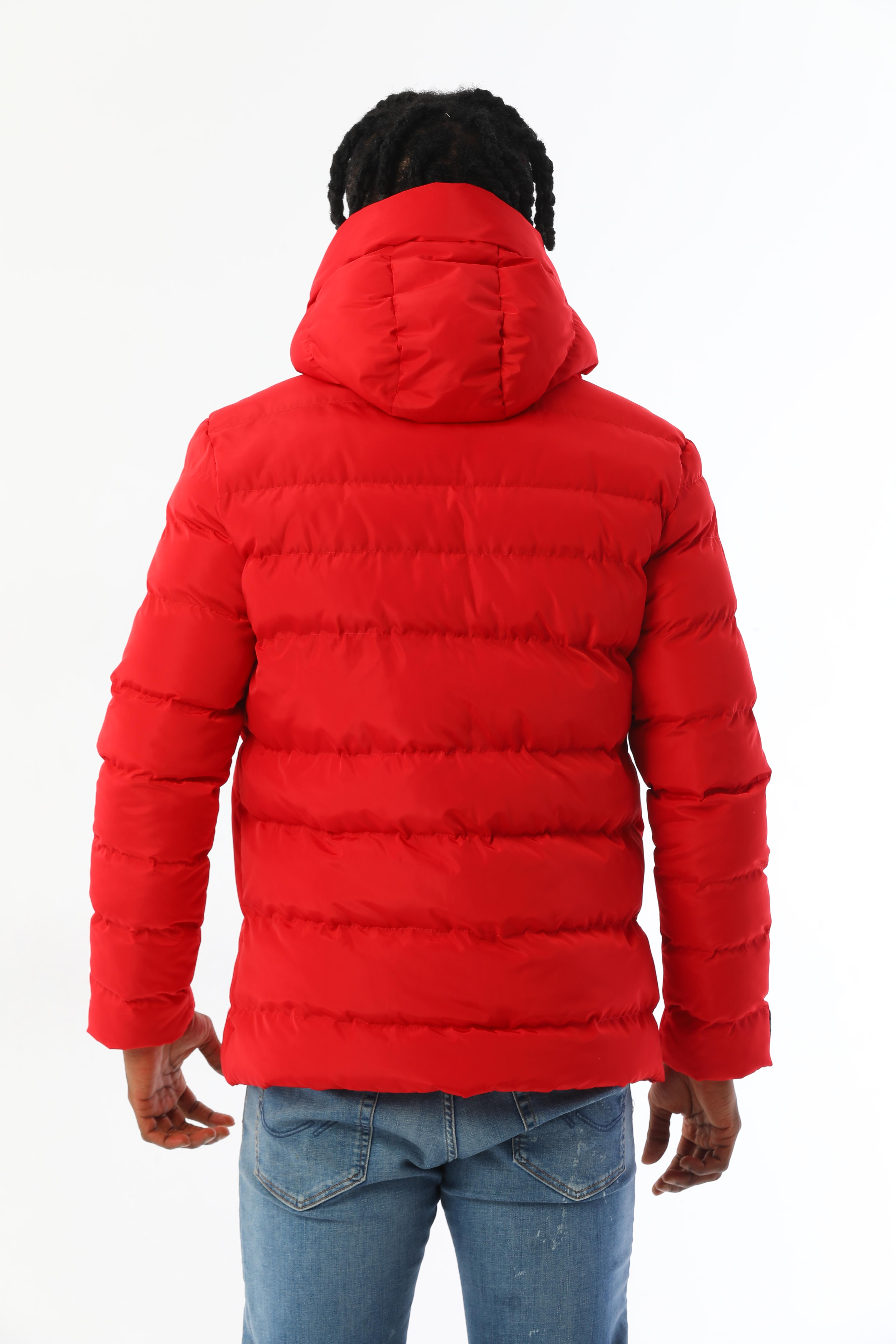 Herren Pufferjacke mit Kapuze - FM500 - Rot