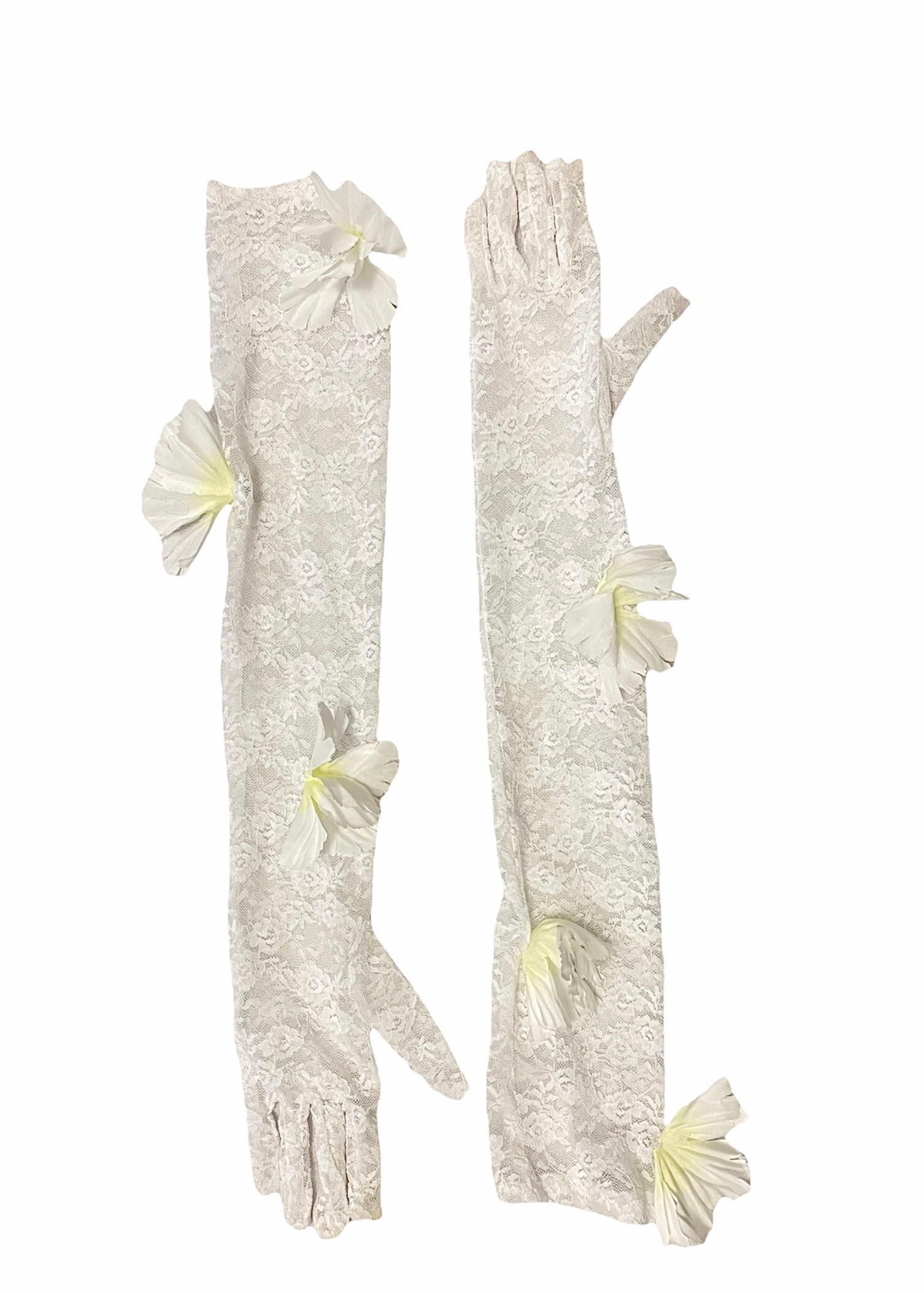white gloves with flowers 