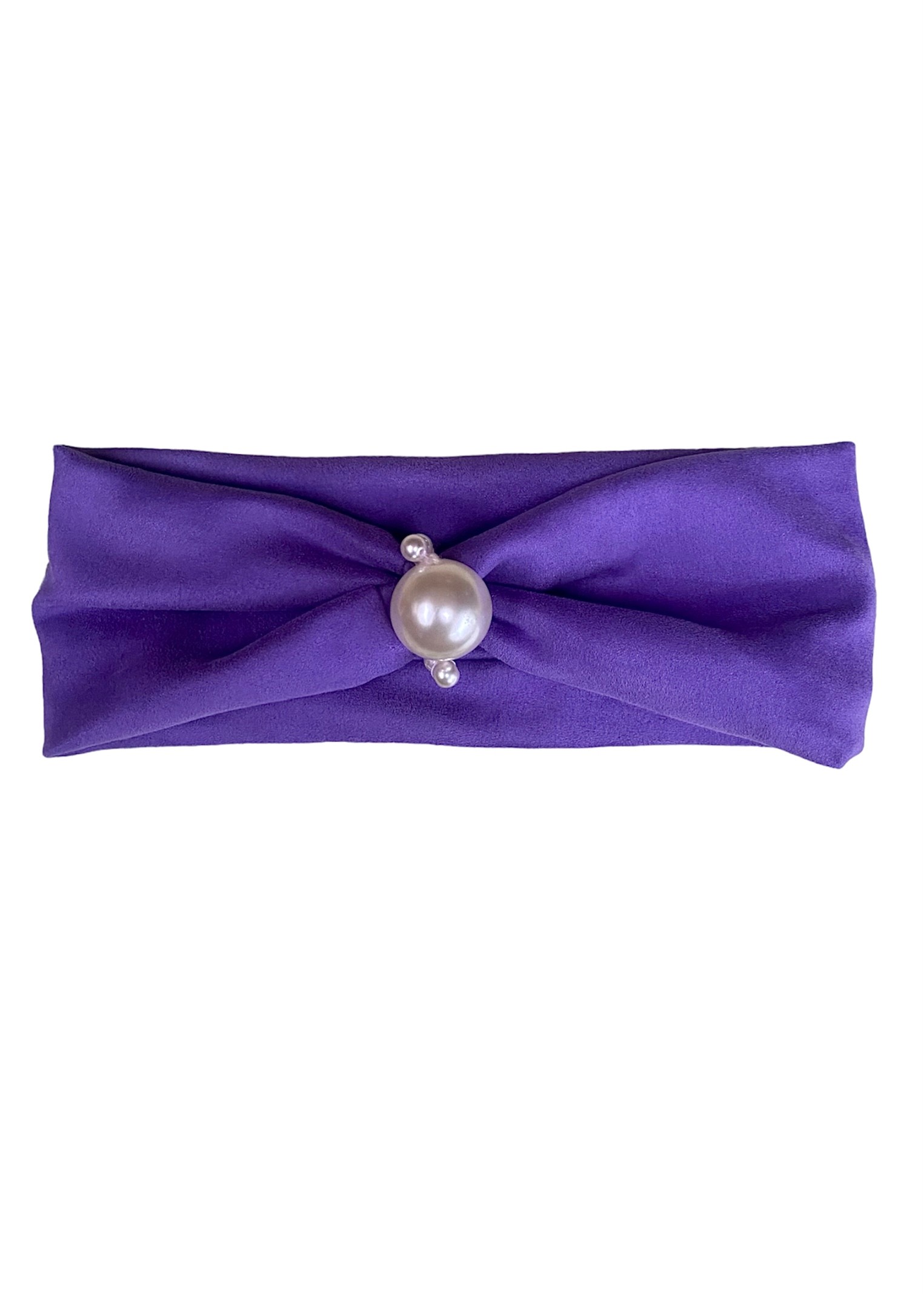Purple suede headband with pearls 