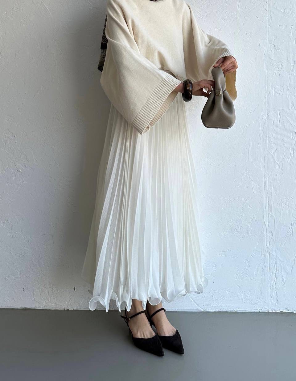 Vienna Chiffon Skirt - Ivory 