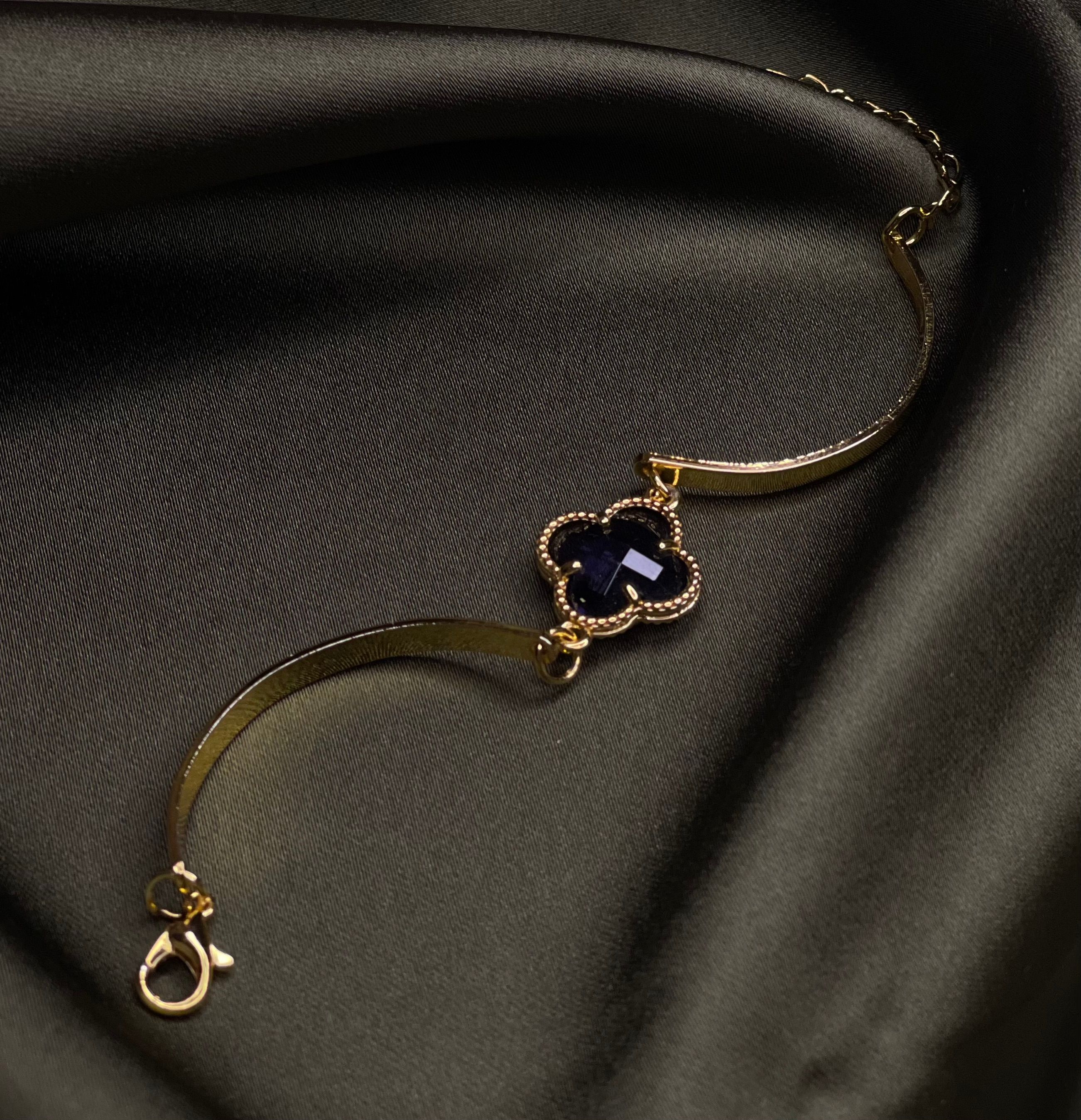 Lila - Goldenes Armband Mit Lila Kleeblatt