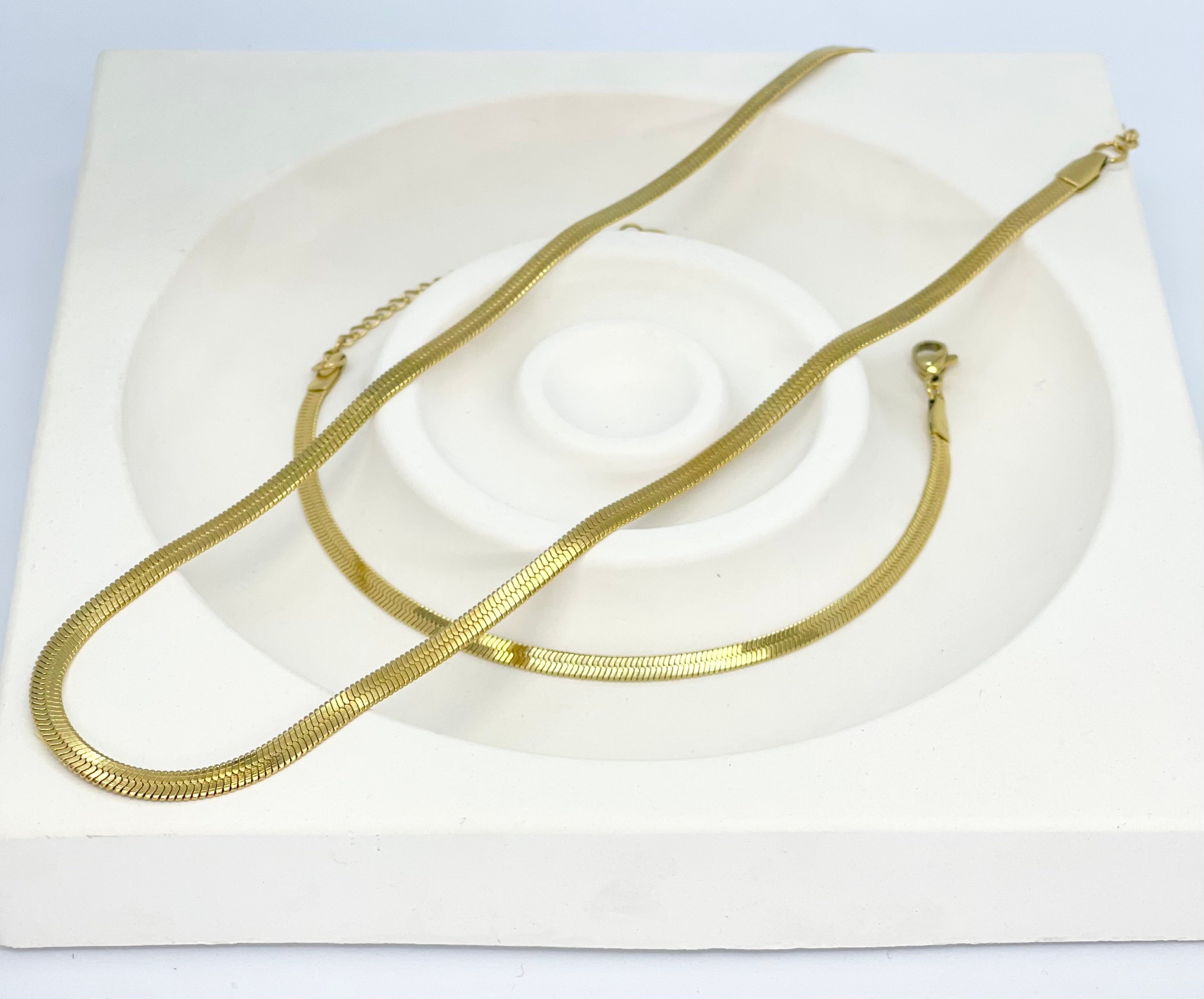 Goldenes Italienisches Halskette und Armband Set 