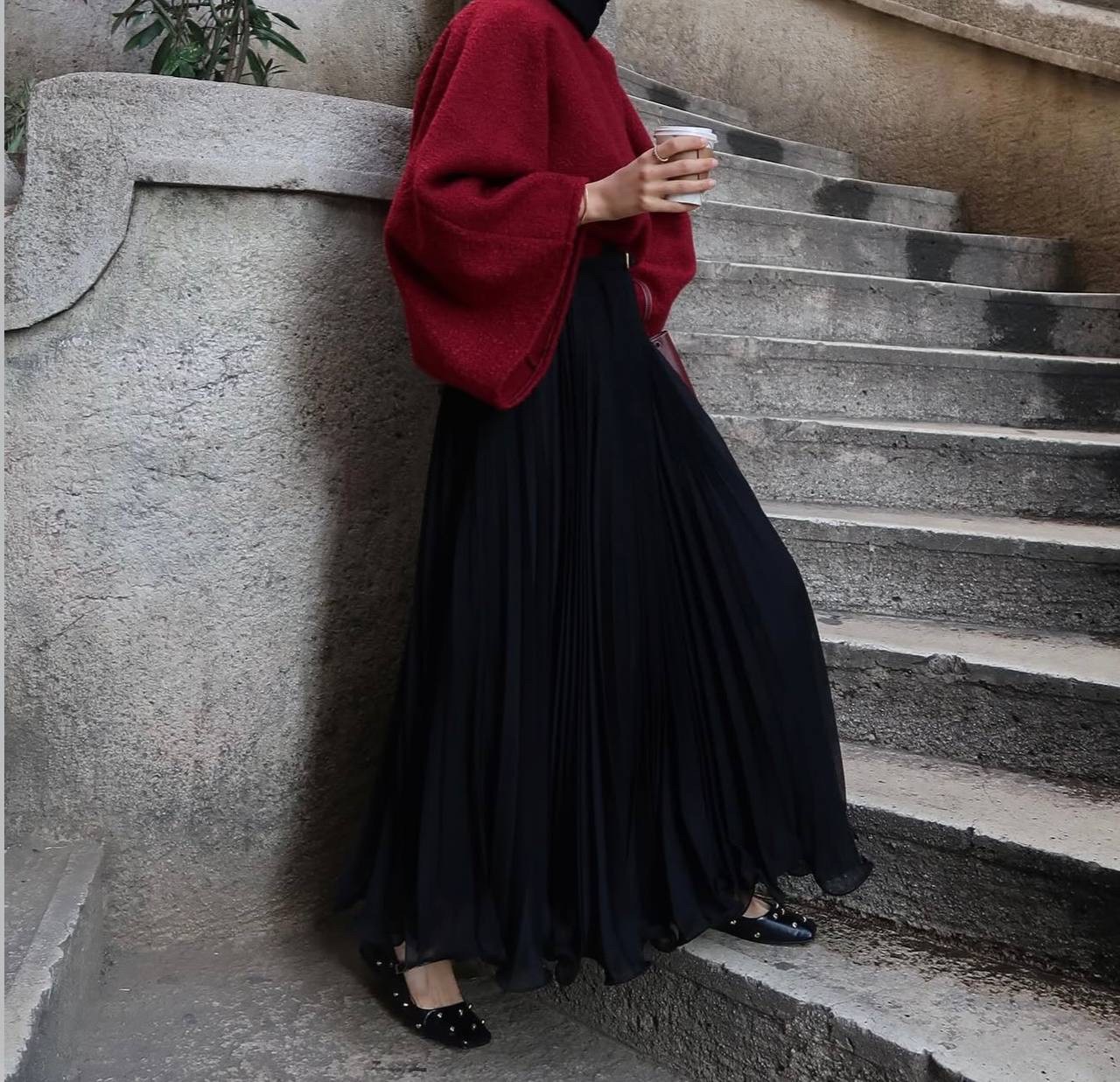 Rote Bouclé - Bluse