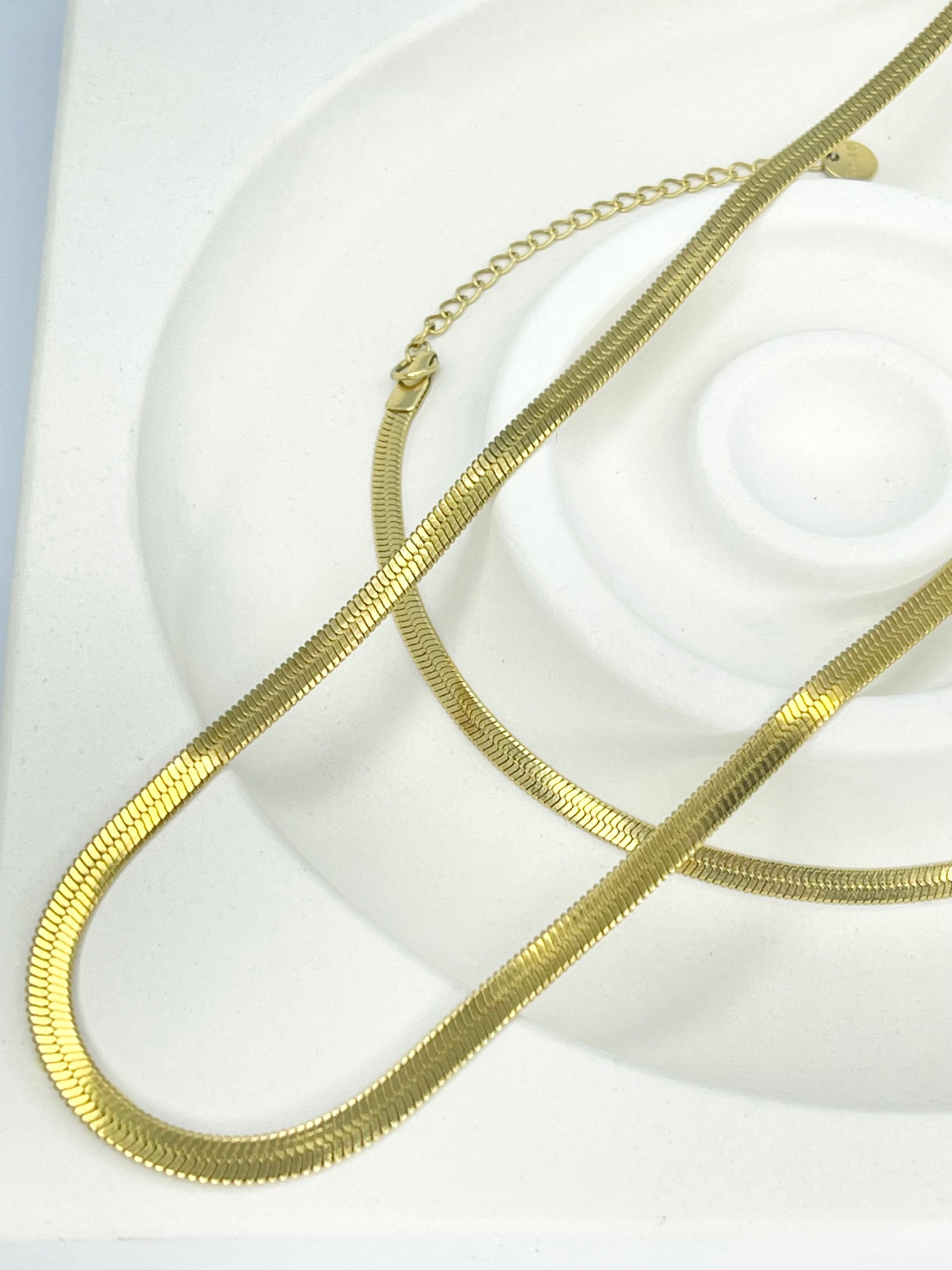 Goldenes Italienisches Halskette und Armband Set 
