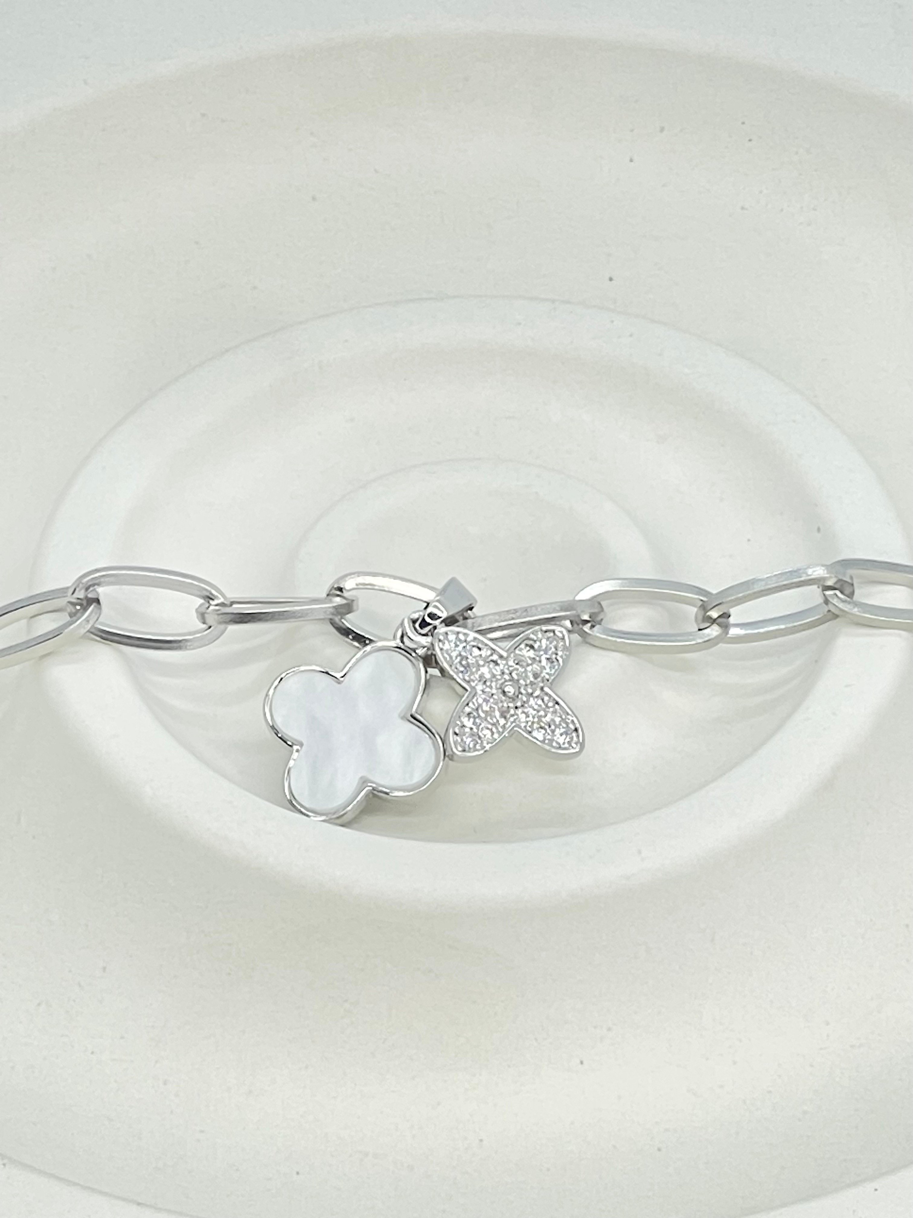 Aurora - Doppeltes Kleeblatt-Armband in Silber