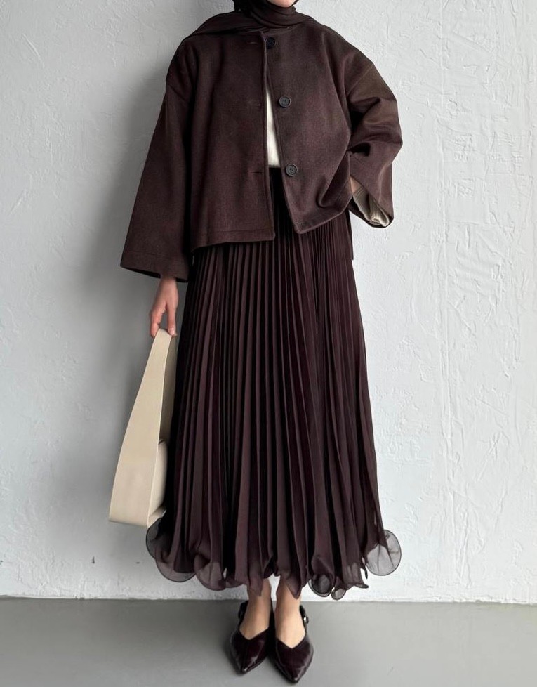 Vienna Chiffon Skirt - Deep Mocha