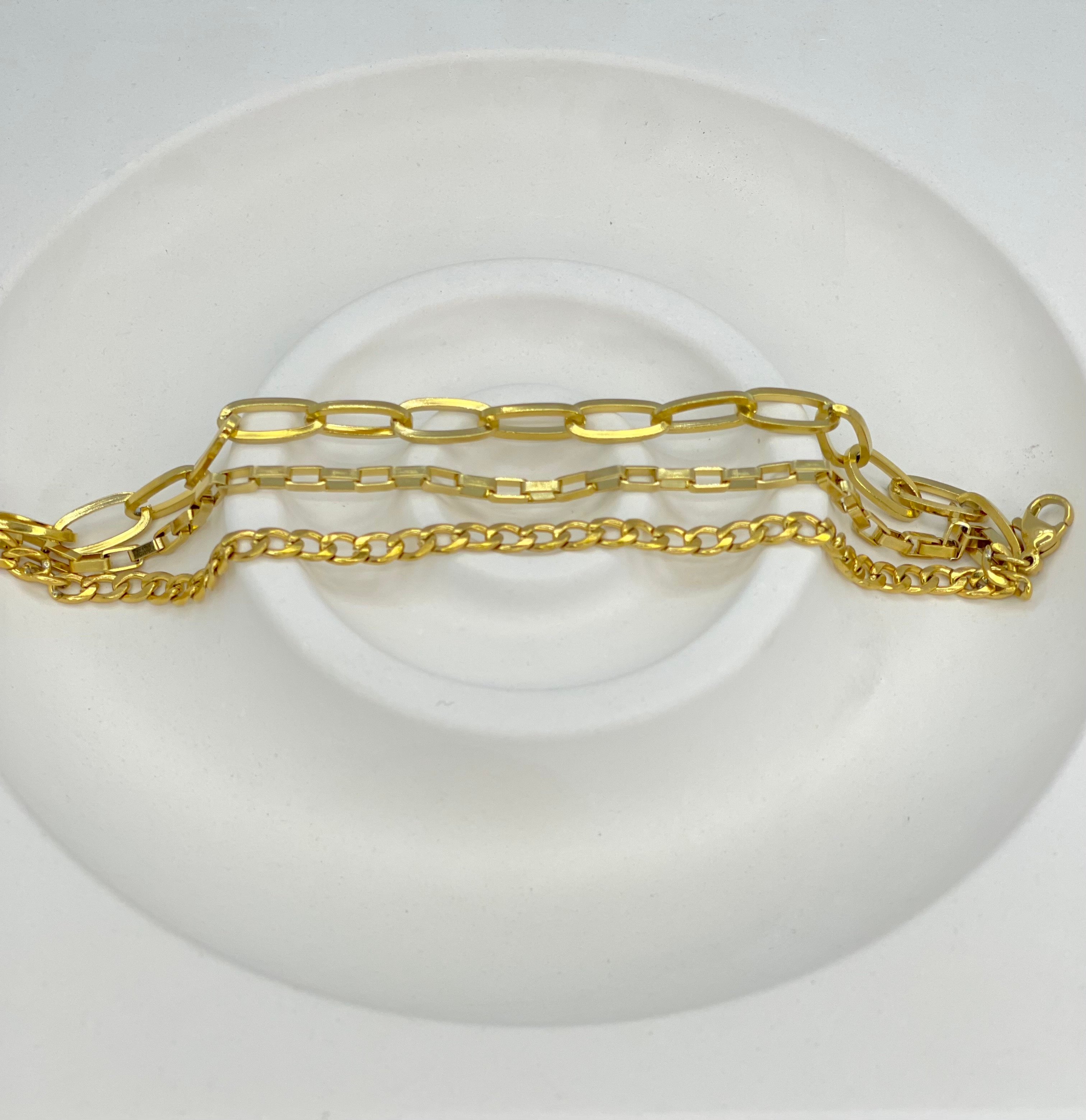 Trinity - Dreifaches Gold-Kettenarmband
