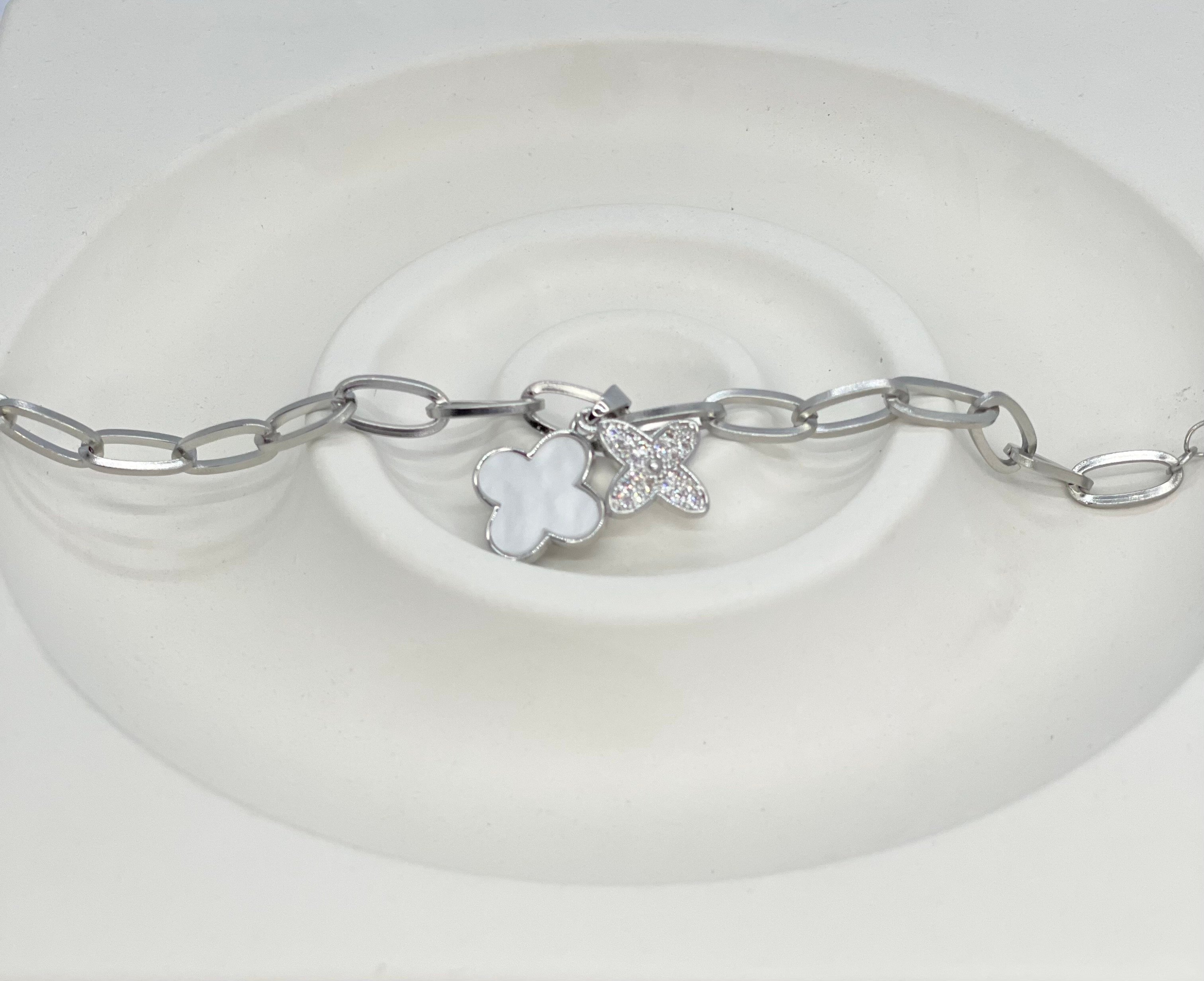 Aurora - Doppeltes Kleeblatt-Armband in Silber