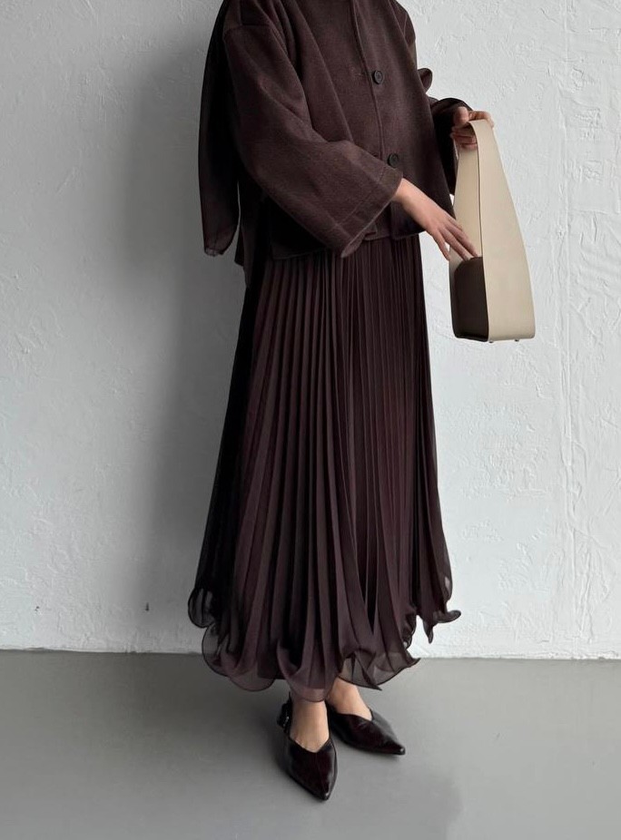 Vienna Chiffon Skirt - Deep Mocha