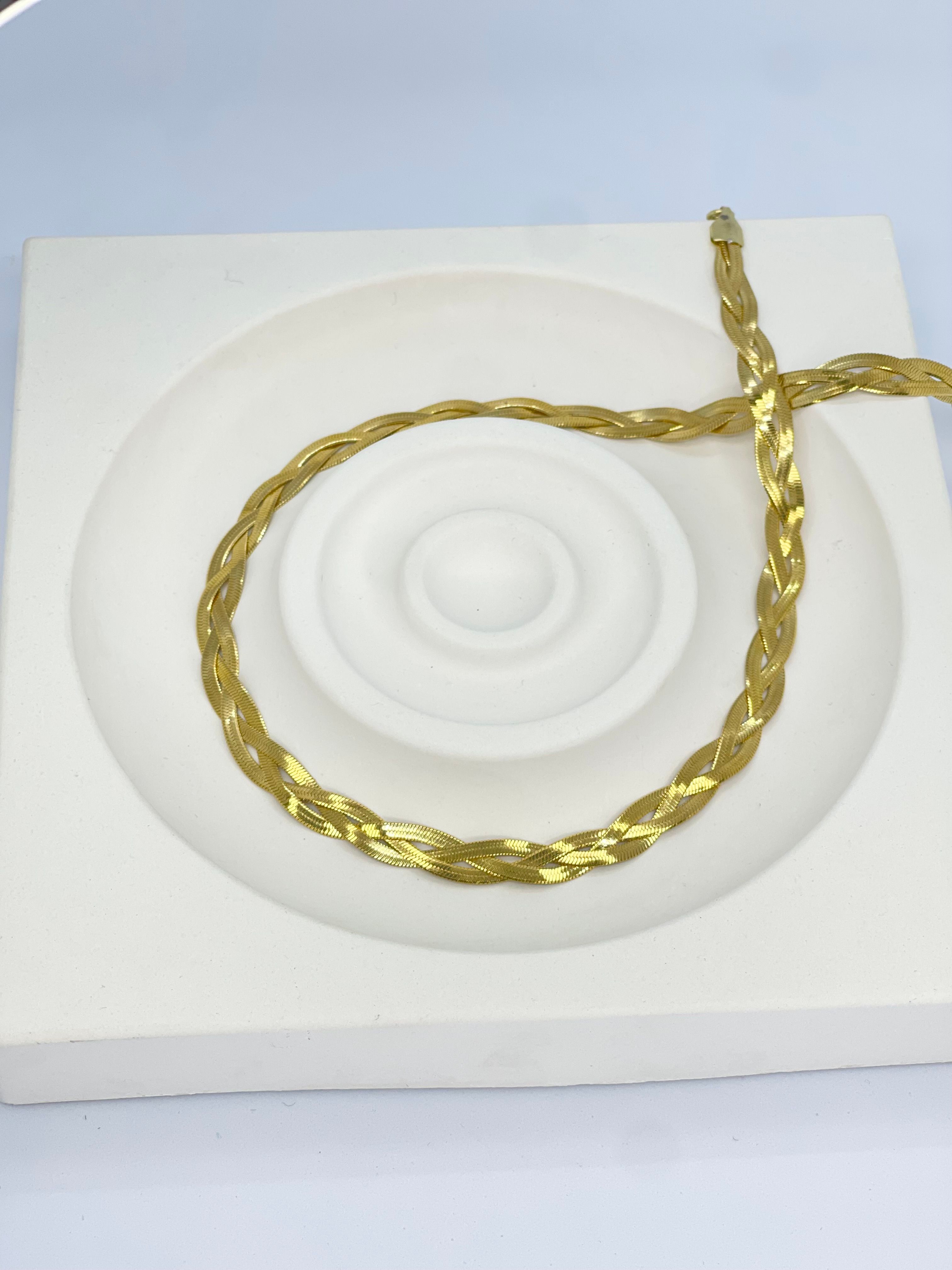 Geflochtene Goldene Italienische -Halskette