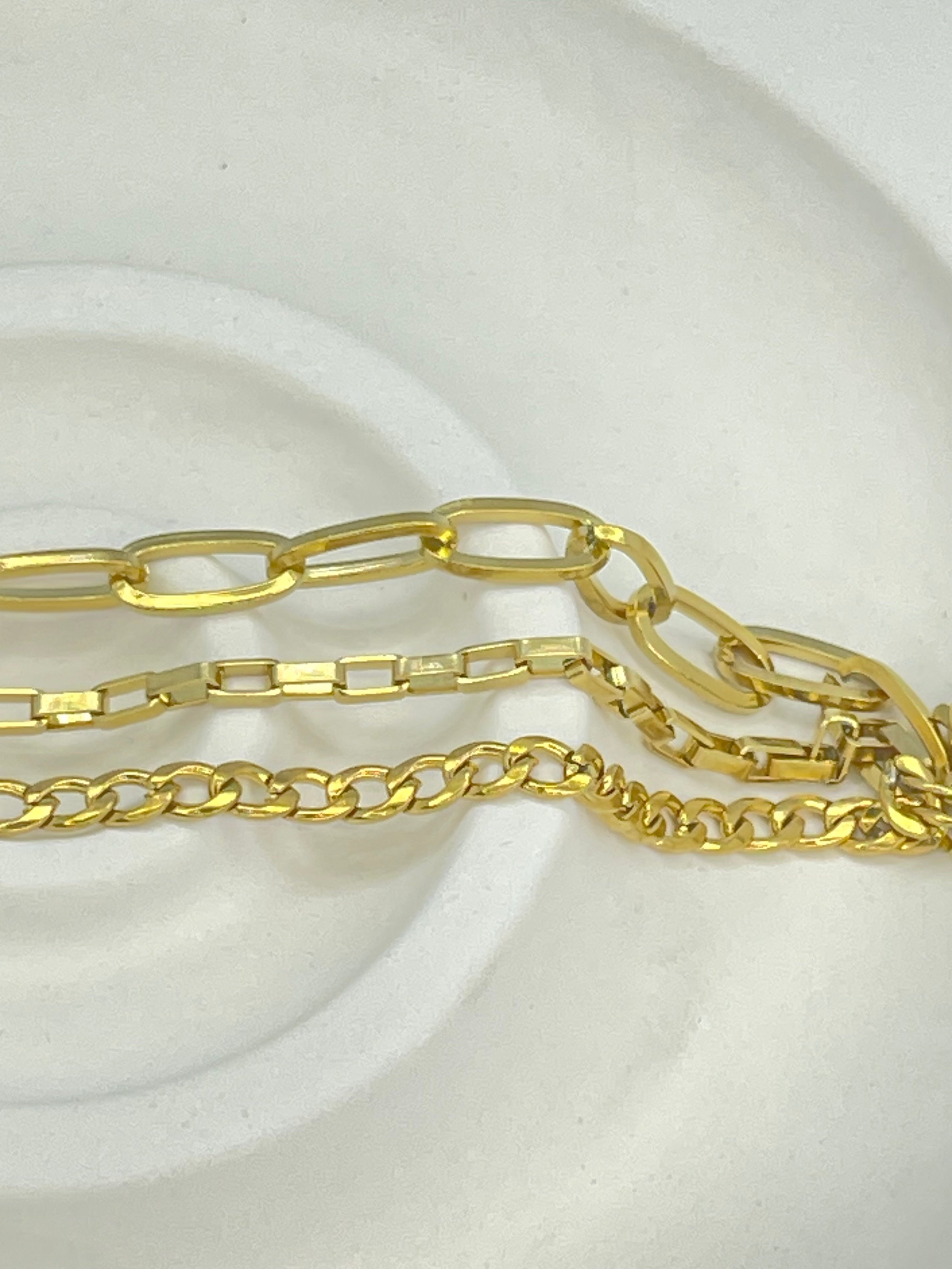 Trinity - Dreifaches Gold-Kettenarmband