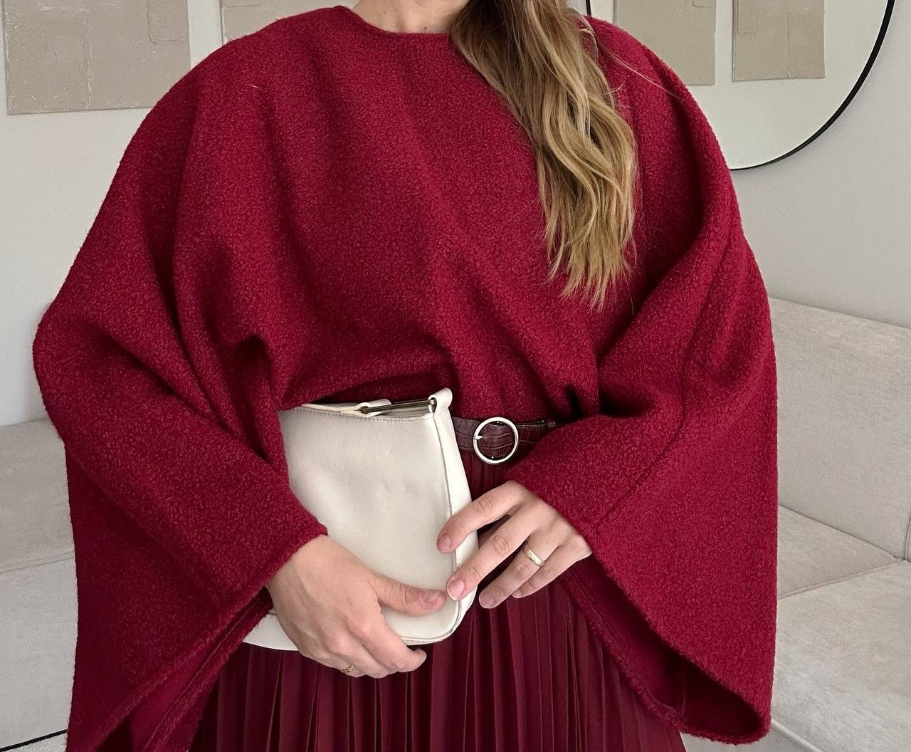 Rote Bouclé - Bluse