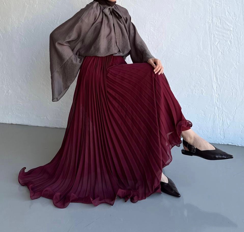 Vienna Chiffon Skirt - Ruby