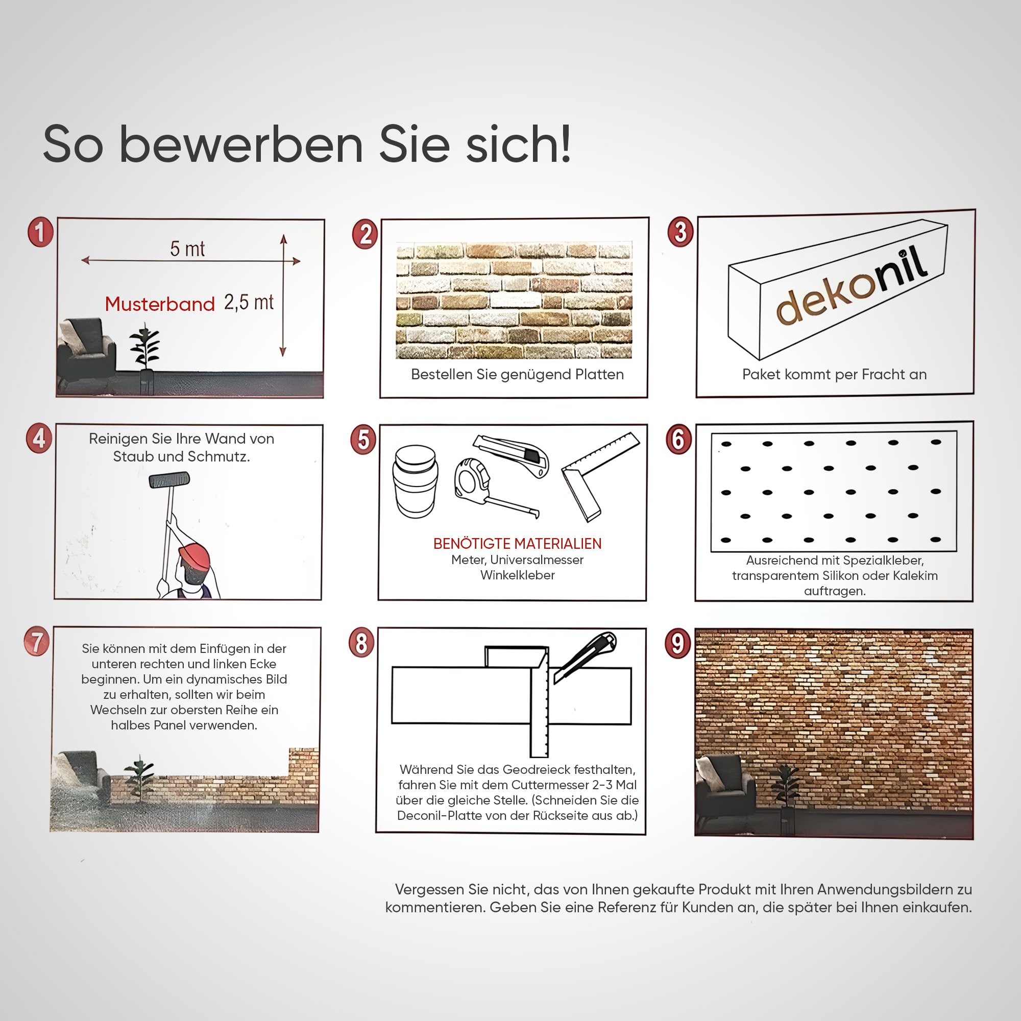 EPS 3D Wandpaneel Ziegeloptik – 100x50x2 cm