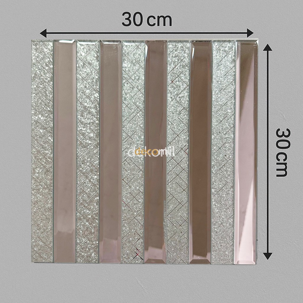 Selbstklebende Fliesenspiegel Spiegel mit Streifen Silber 30×30 cm