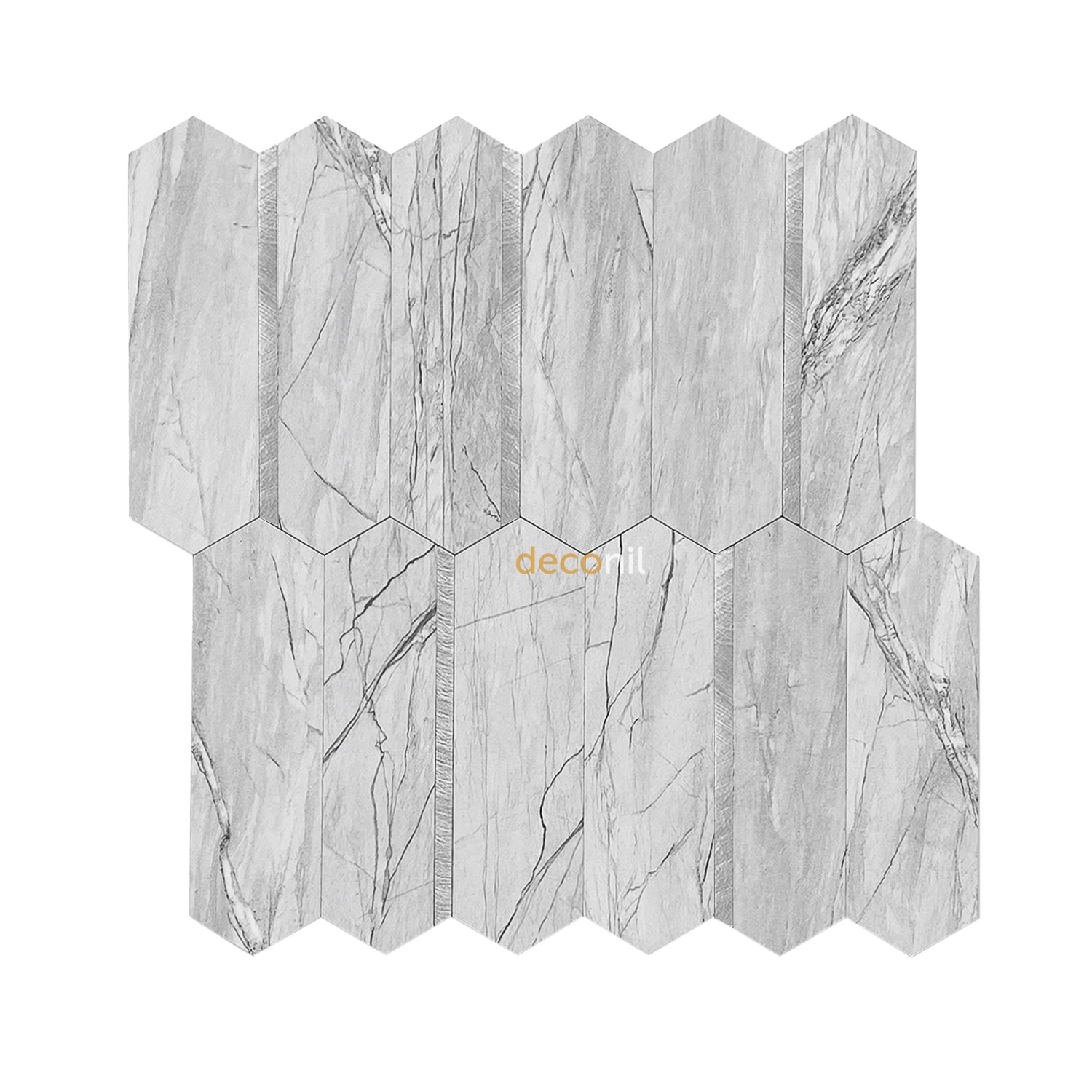 Selbstklebende Mosaikfliese Marmor Silber 27*27 cm