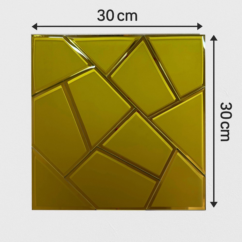 Selbstklebende Spiegel Fliese Geometrisch Gold 30×30 cm