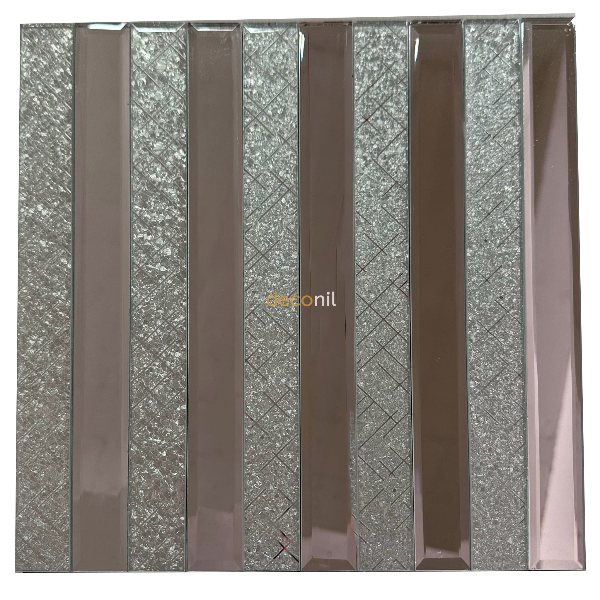 Selbstklebende Fliesenspiegel Spiegel mit Streifen Silber 30×30 cm
