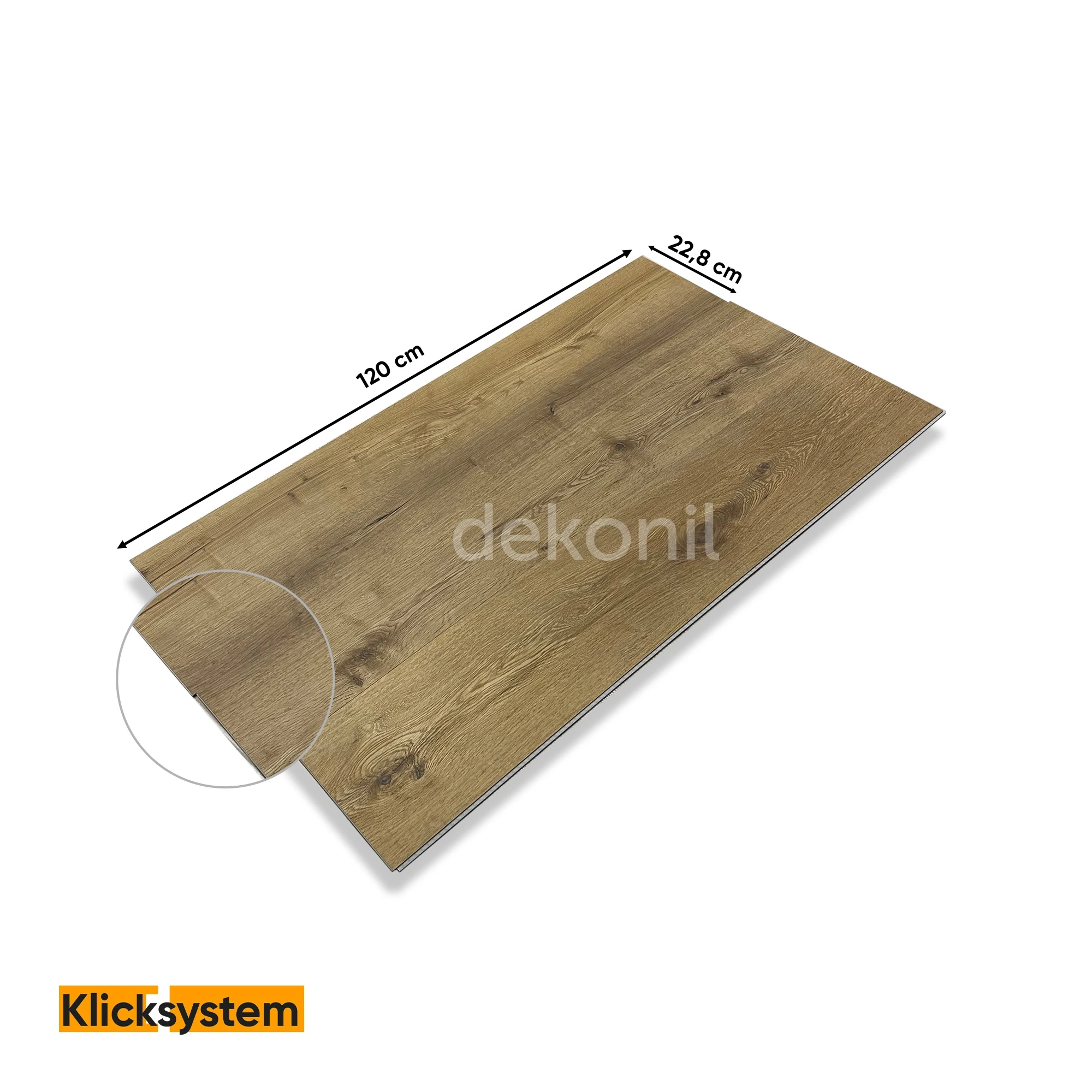 SPC Bodenbelag Eichenoptik – Wasserfeste Bodenpaneele 22,8×120 cm (Paket: 9 Stück / 2,50 m²)