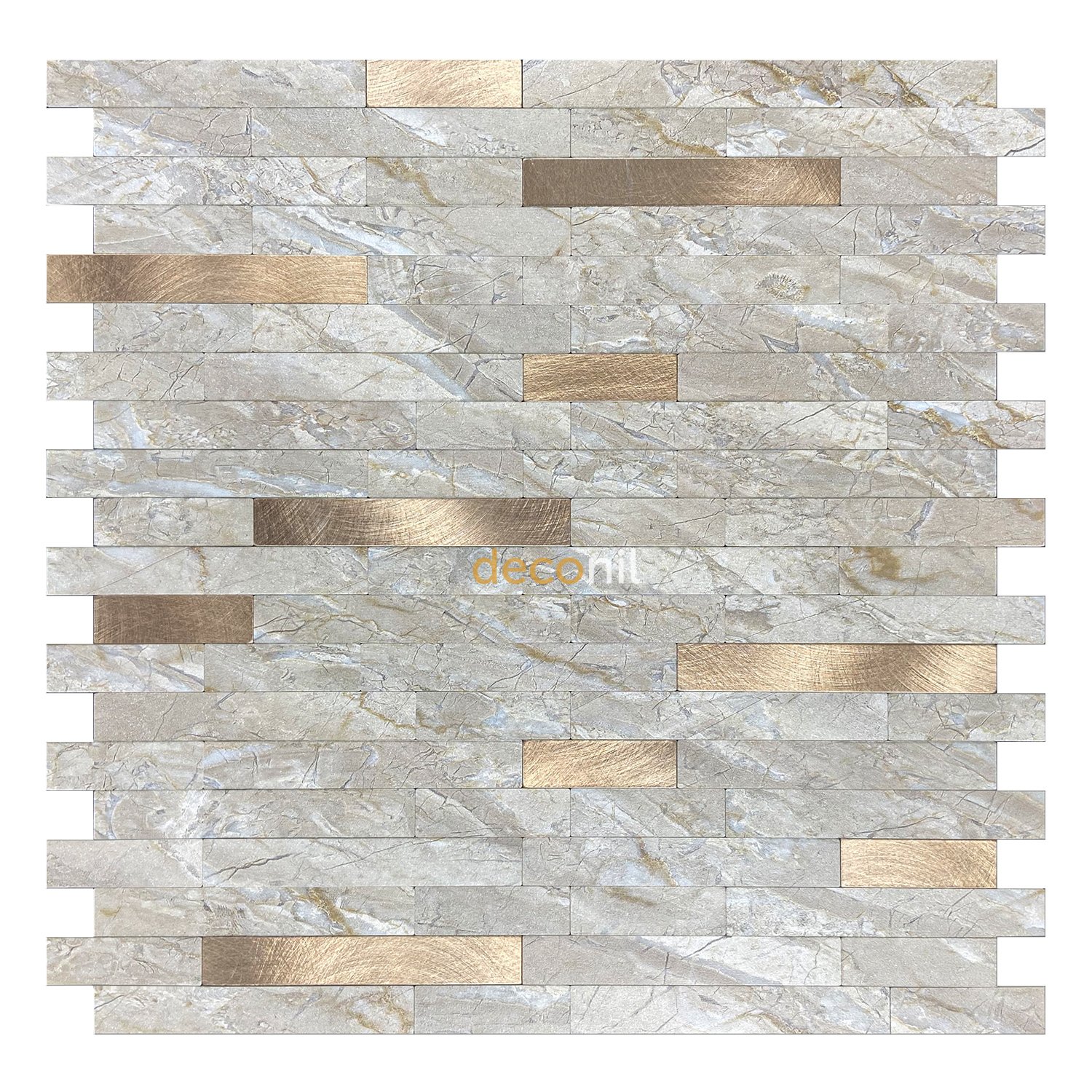 Selbstklebende Mosaikfliese Steinoptik–Silber-Bronze 29×29 cm