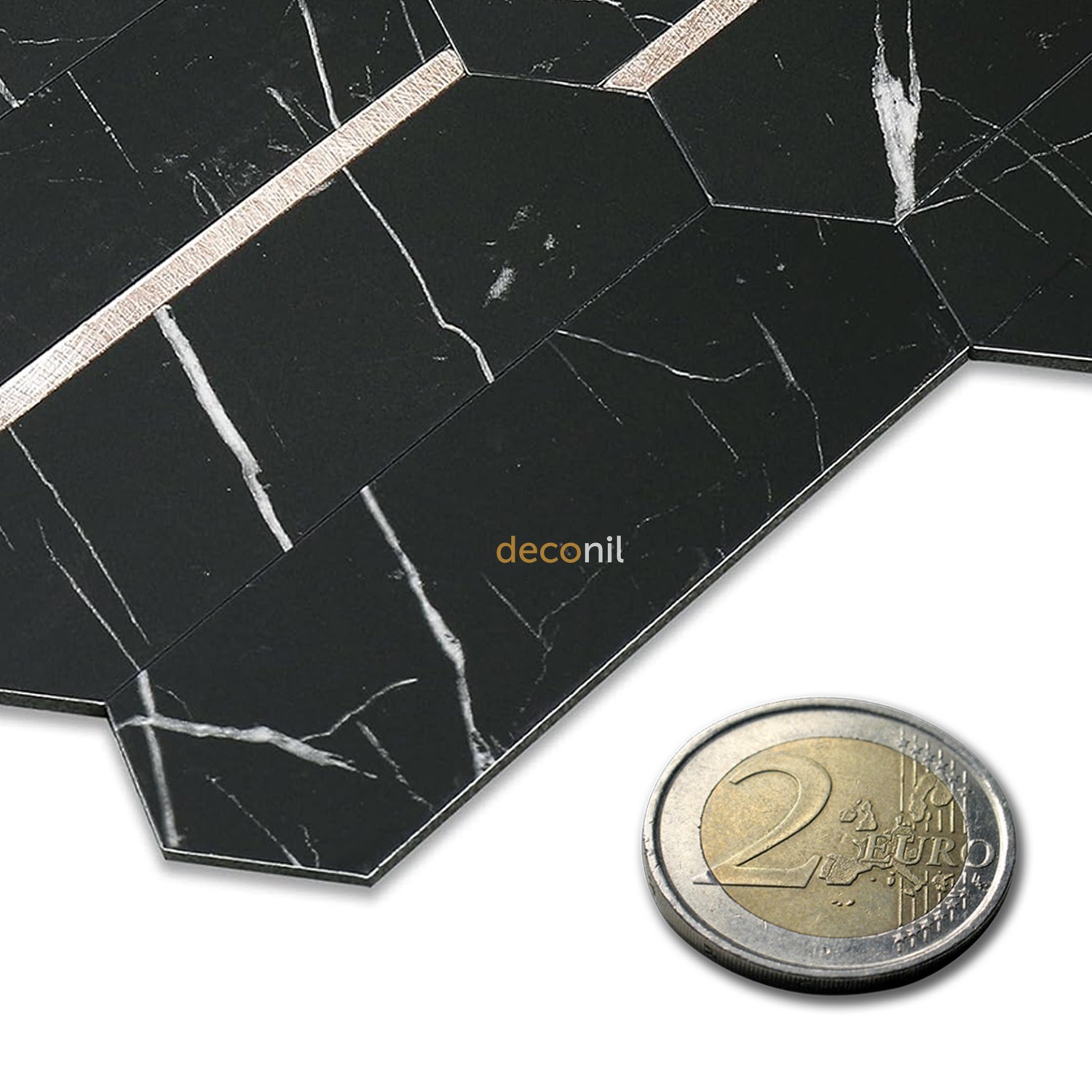 Selbstklebende Mosaikfliese Schwarz Gold 27*27 cm (10 Stück)