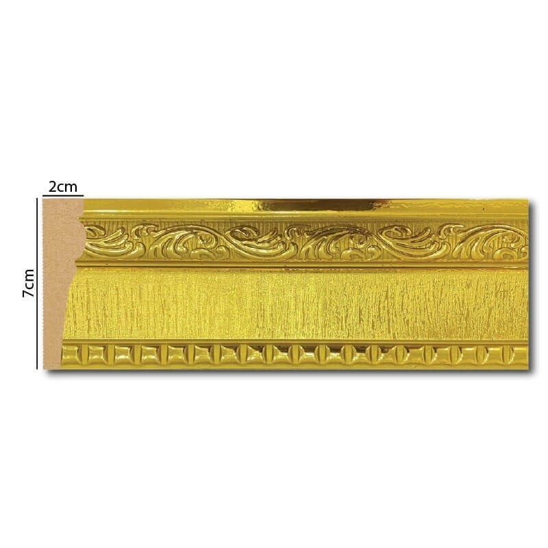Goldfarbene mit Efeu bestickte Bordüre 7 cm