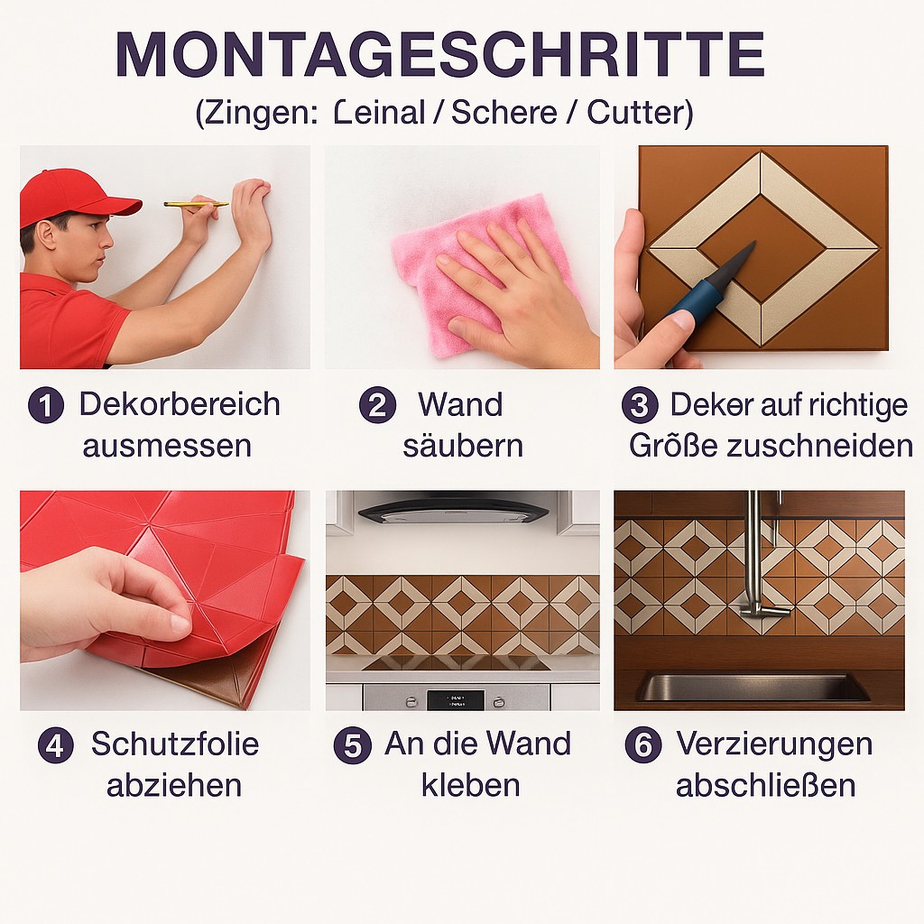 Selbstklebender Spiegel Fliesenkachel 30*30 cm - D15