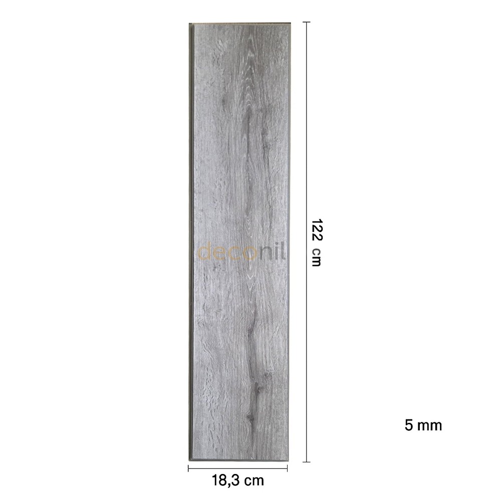 Luxus SPC Bodenbelag 5 mm Steinoptik 18.3 cm × 122 cm  12 Stück - Grau
