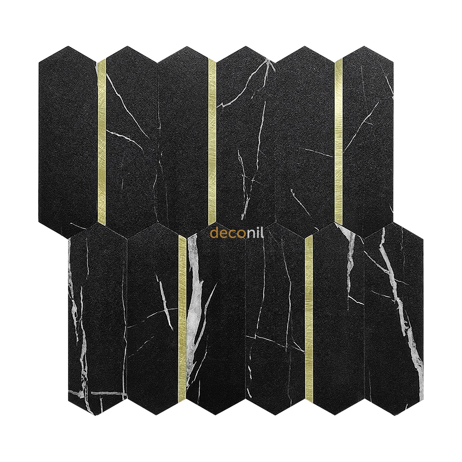 Selbstklebende Mosaikfliese Schwarz Gold 27*27 cm
