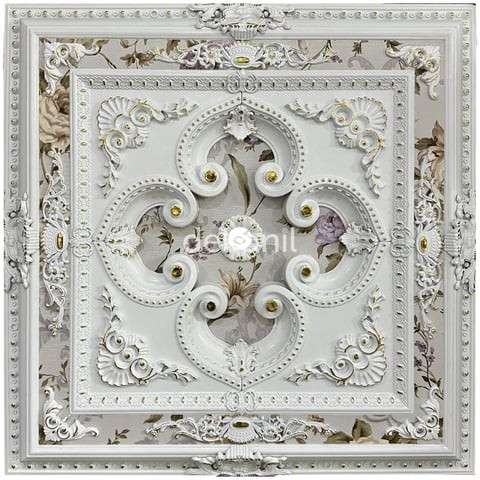 Quadratische Palastdecke 90 cm - Weiß Gold
