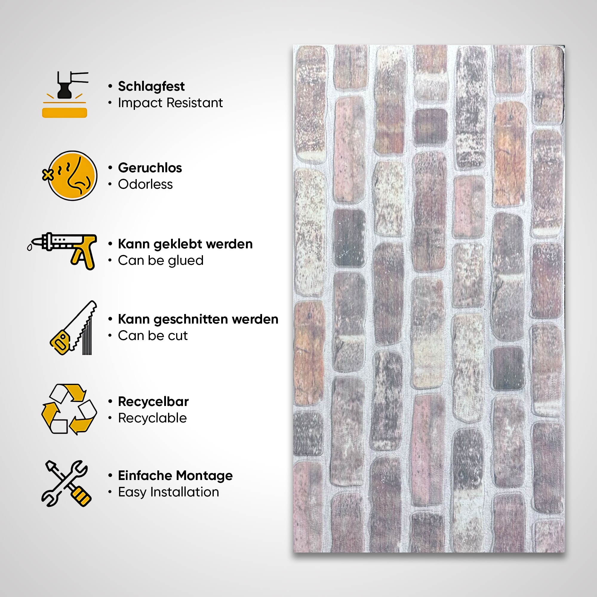 EPS 3D Wandpaneel Ziegeloptik – 100x50x2 cm